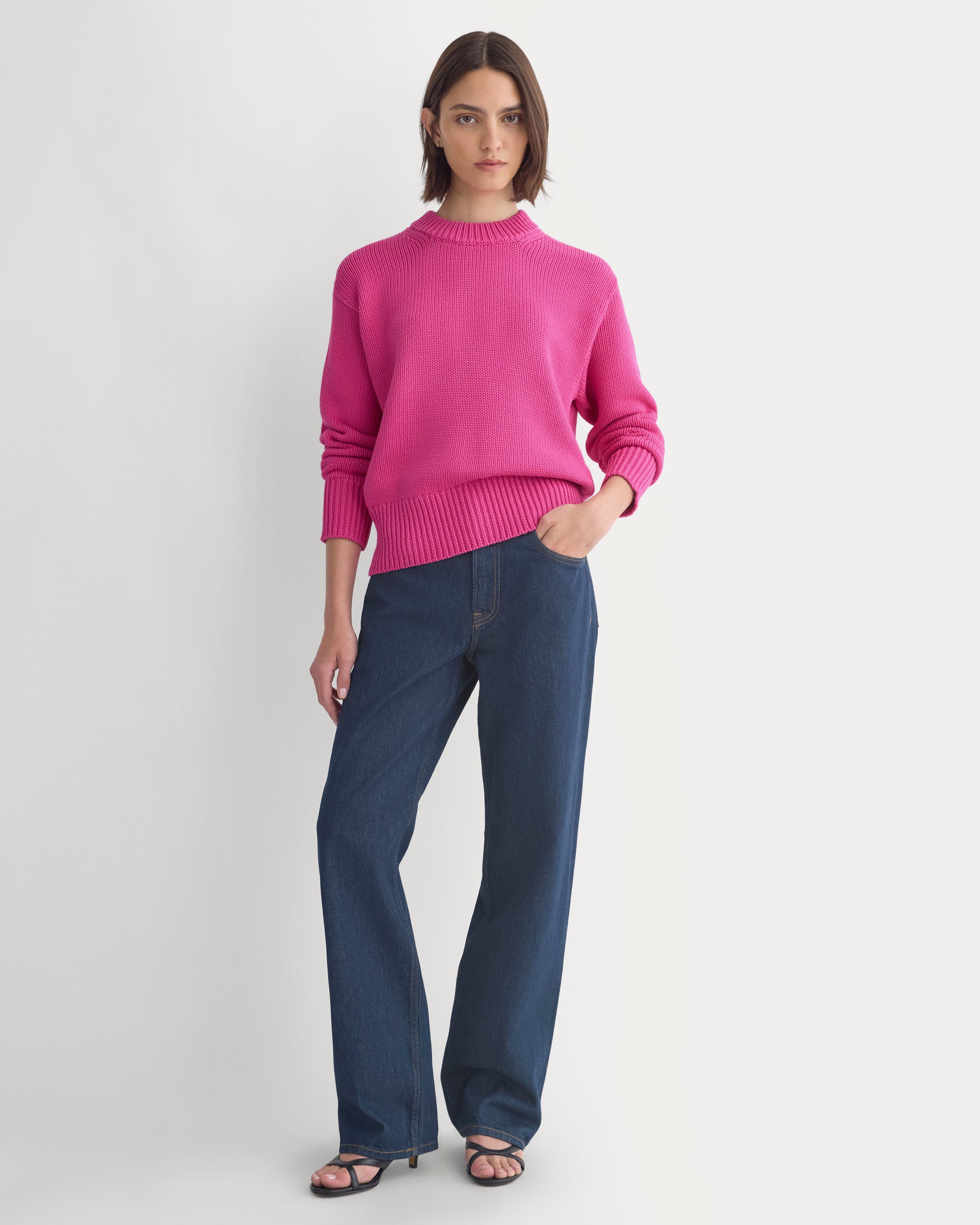 Oversized Cocoon Crew in Elevated Cotton | Rose Violet
