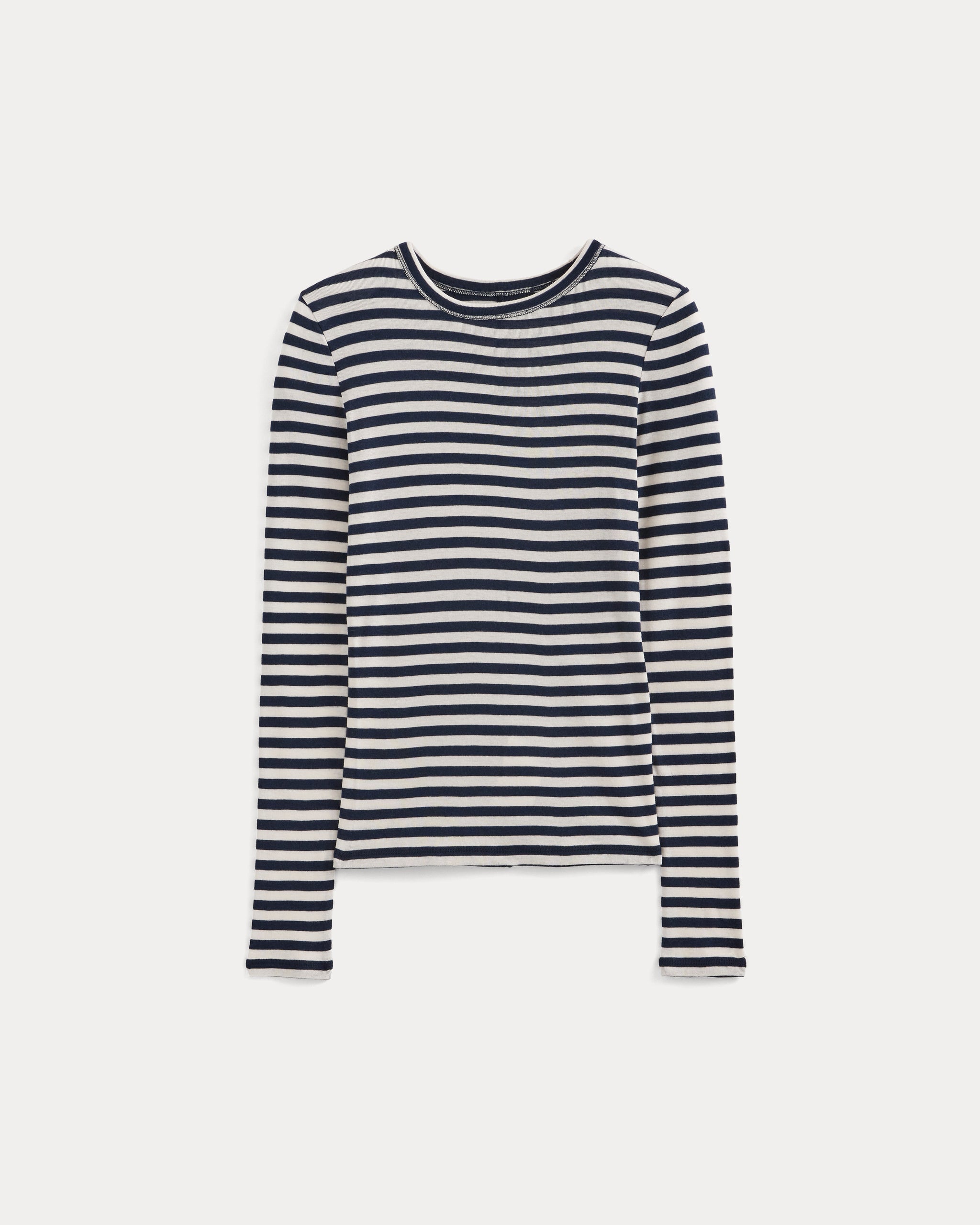 Tissue Long-Sleeve Crew | Bone / Navy