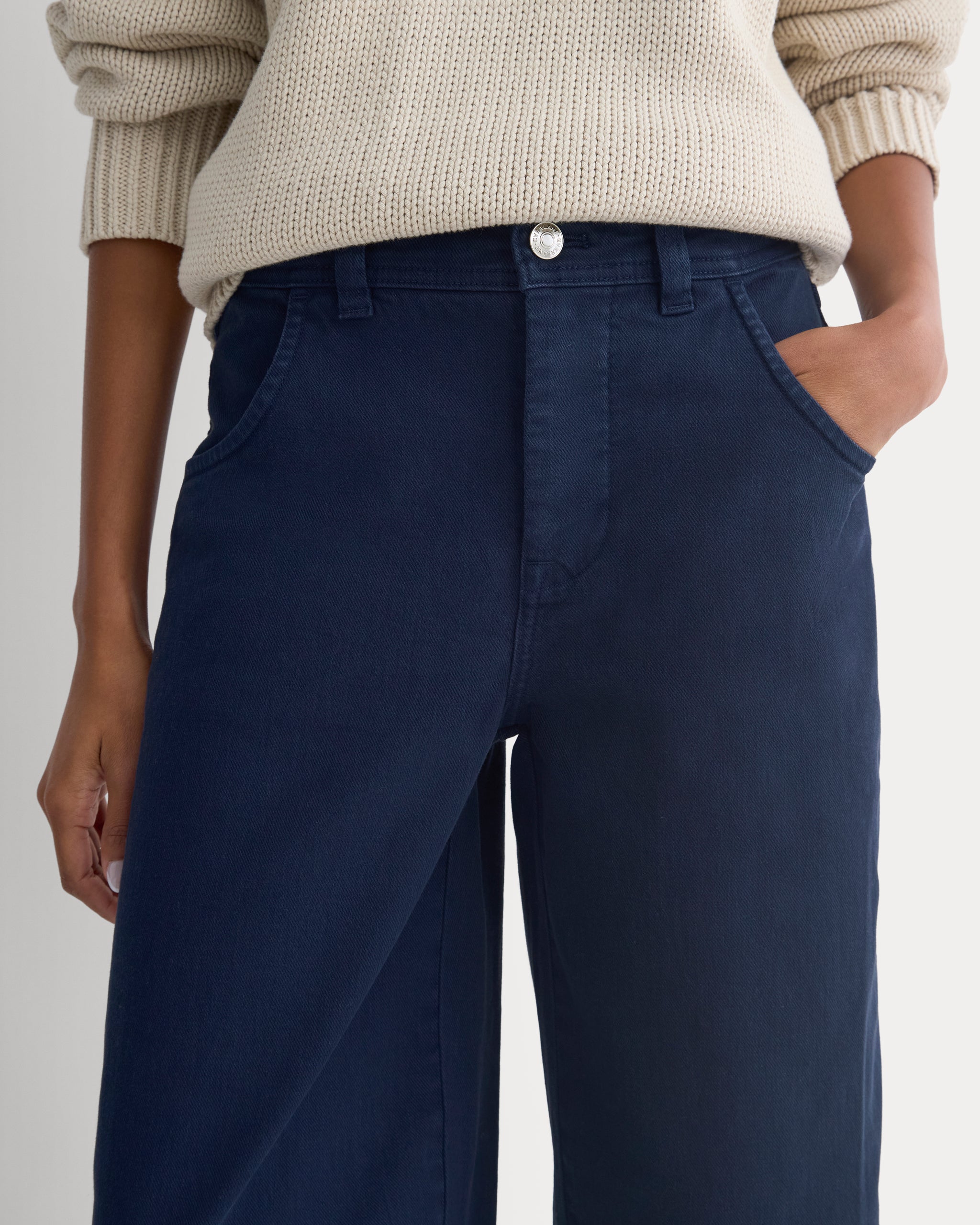 Utility Seamed Wide-Leg Pant | Navy | Regular