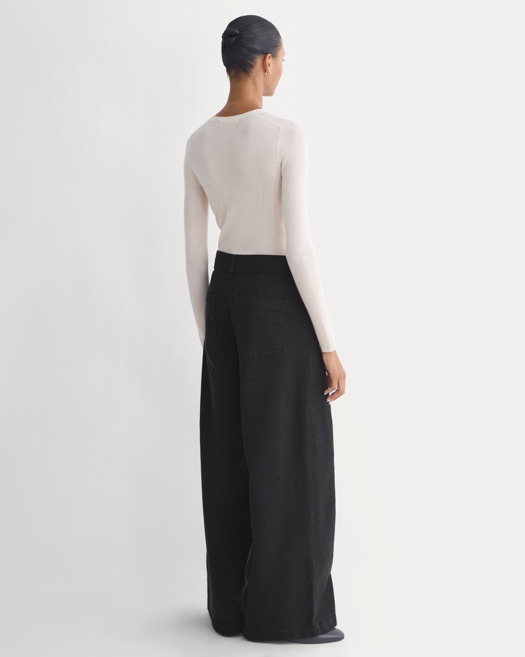 Utility Seamed Wide-Leg Pant | Black | Regular