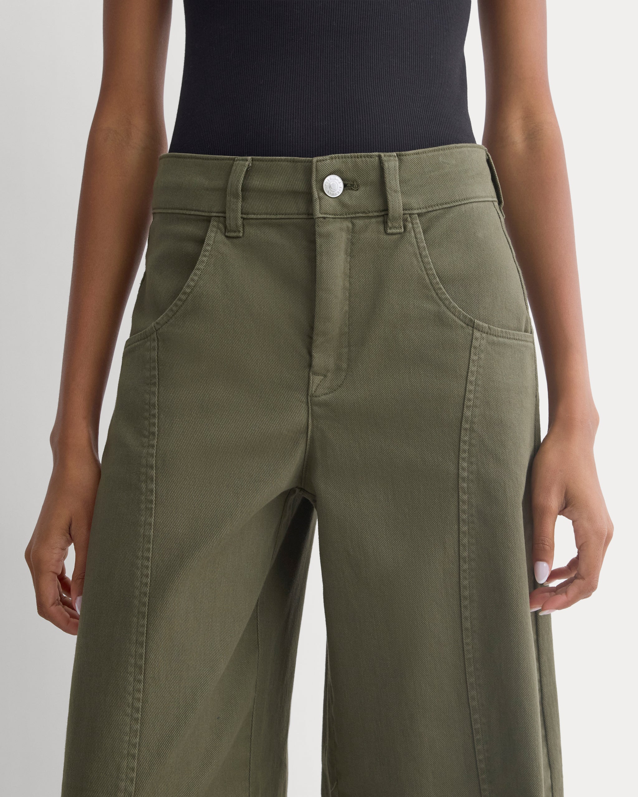 Utility Seamed Wide-Leg Pant | Olive Night | Regular