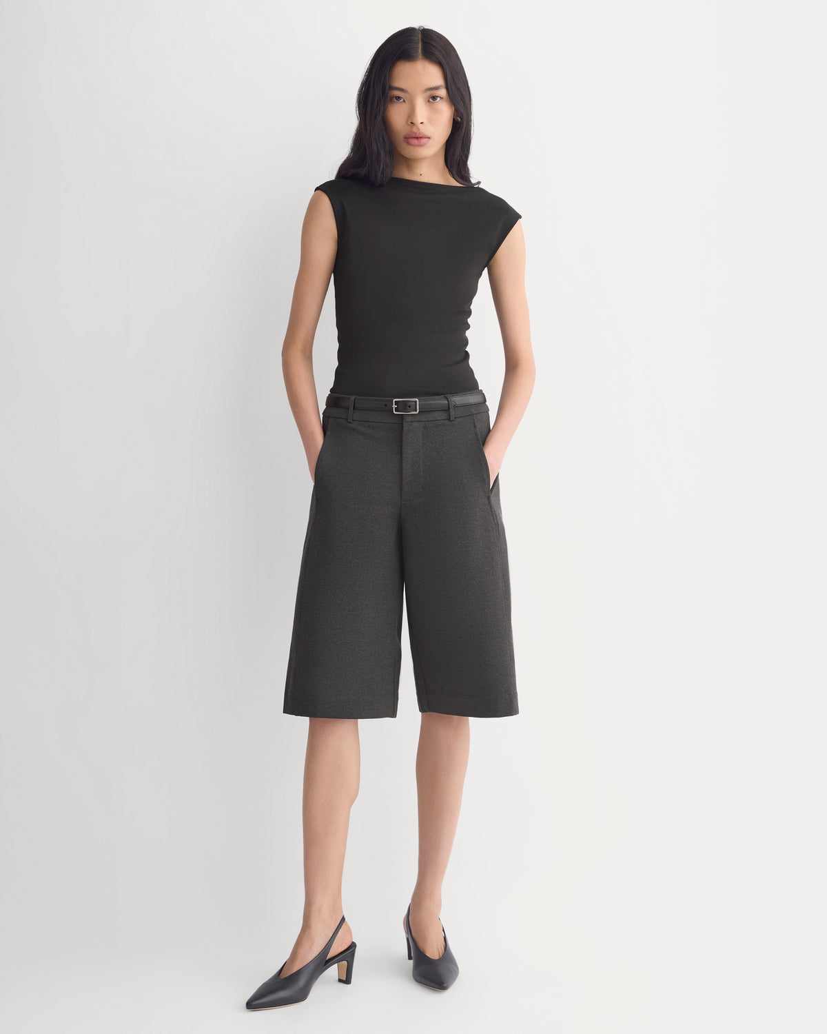 Ponte Bermuda Shorts | Heathered Soot