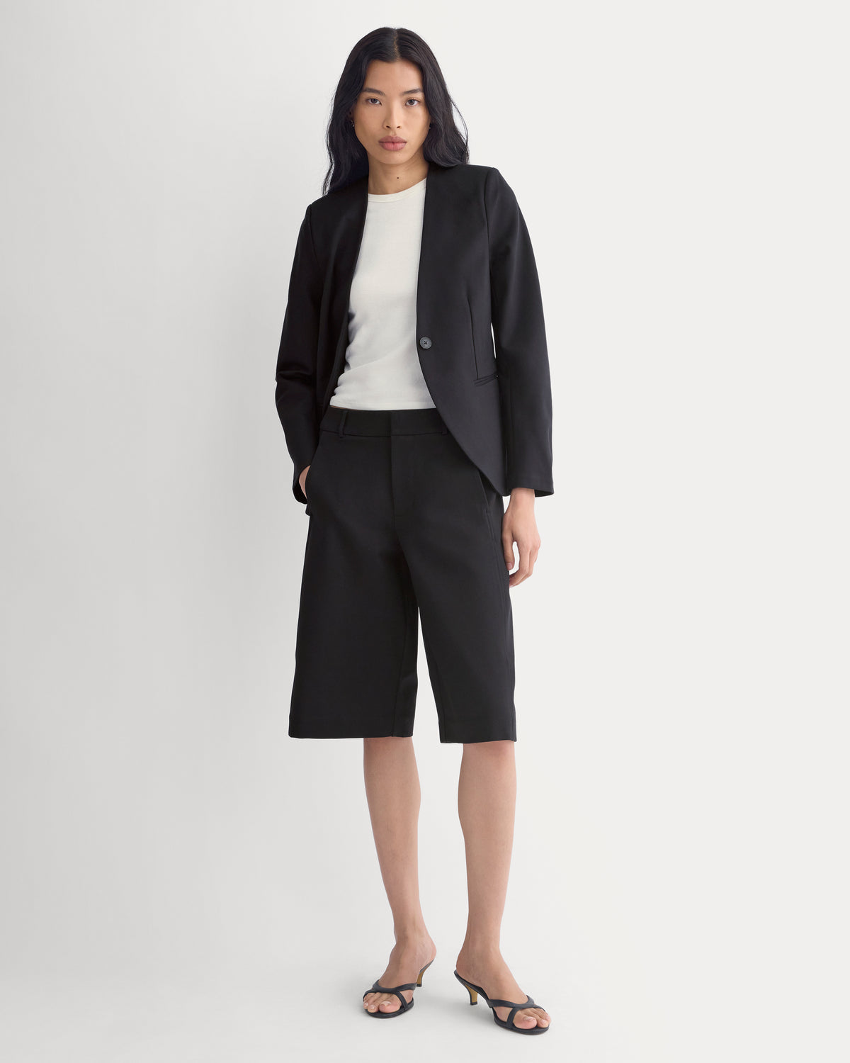 Collarless Ponte Blazer | Black