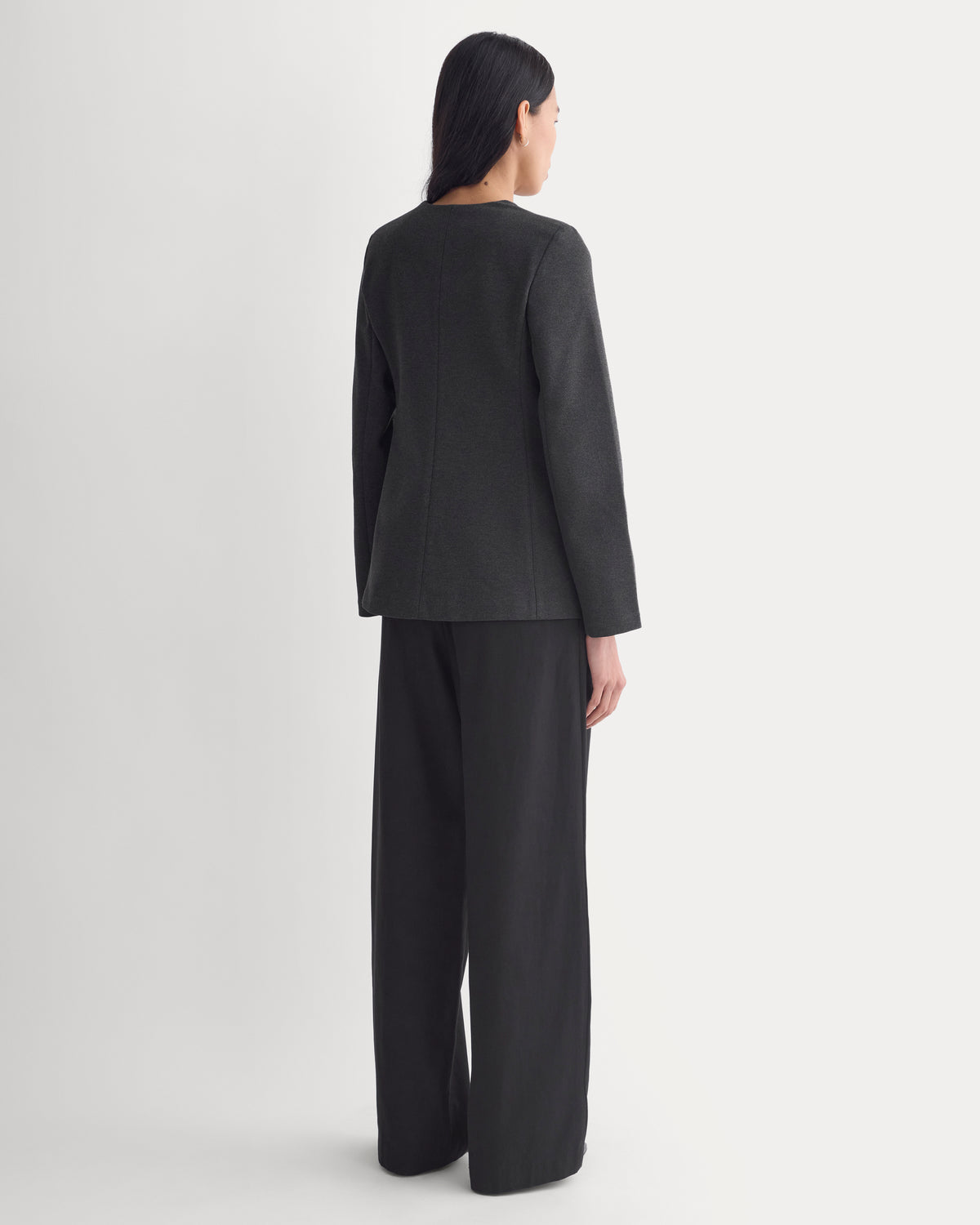 Collarless Ponte Blazer | Heathered Soot