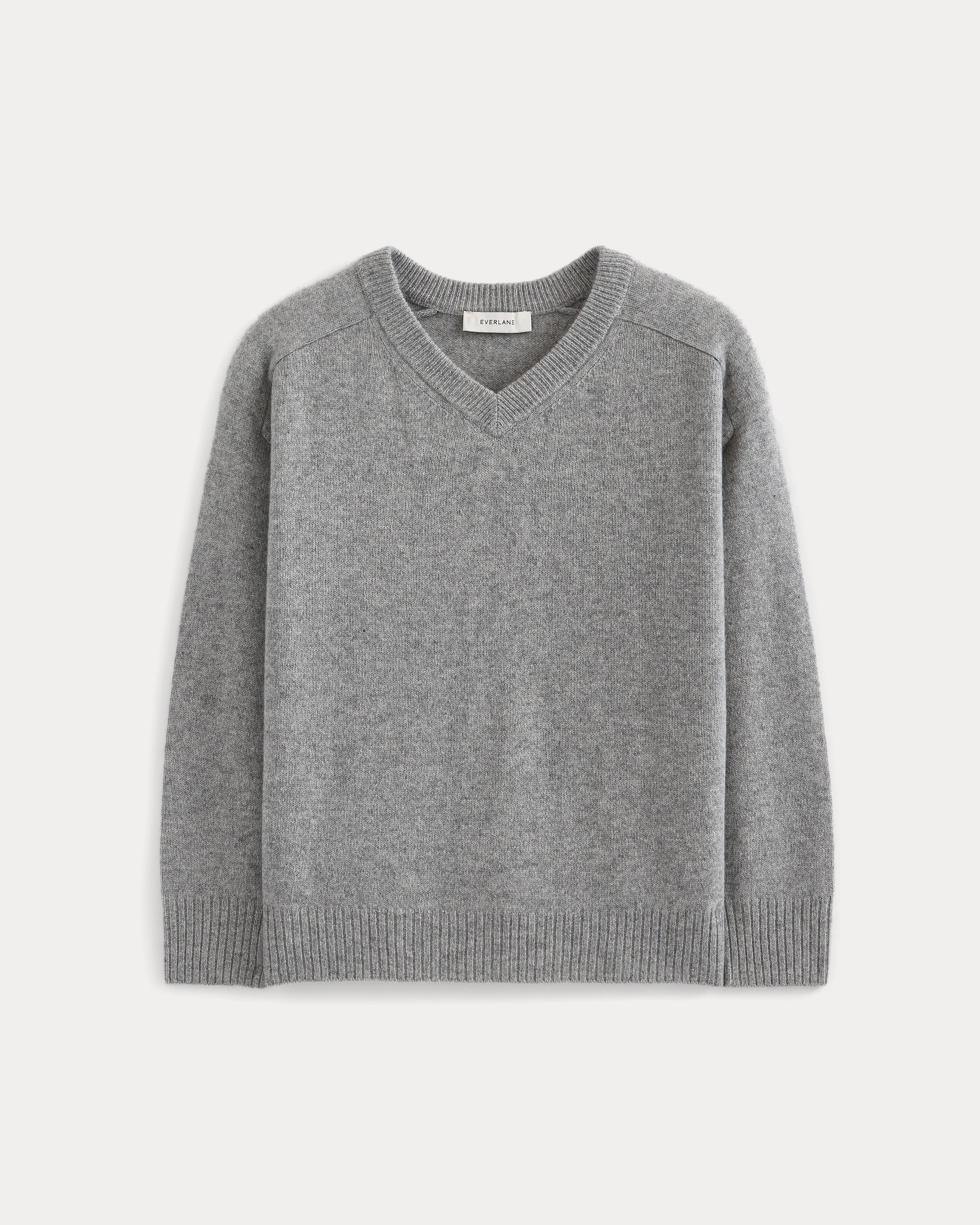 Cashmere High V Boyfriend Sweater | Grey