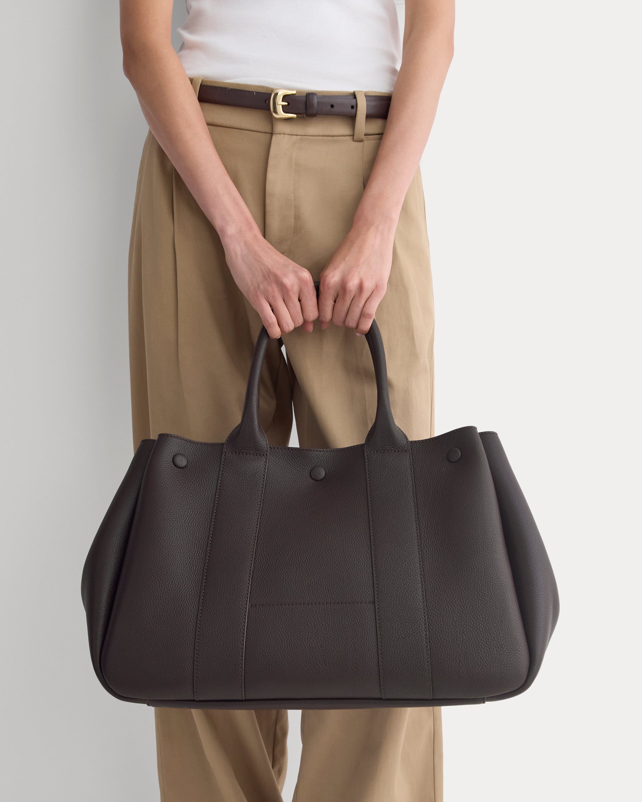 Leather Boxy Tote | Chocolate Pebble Leather