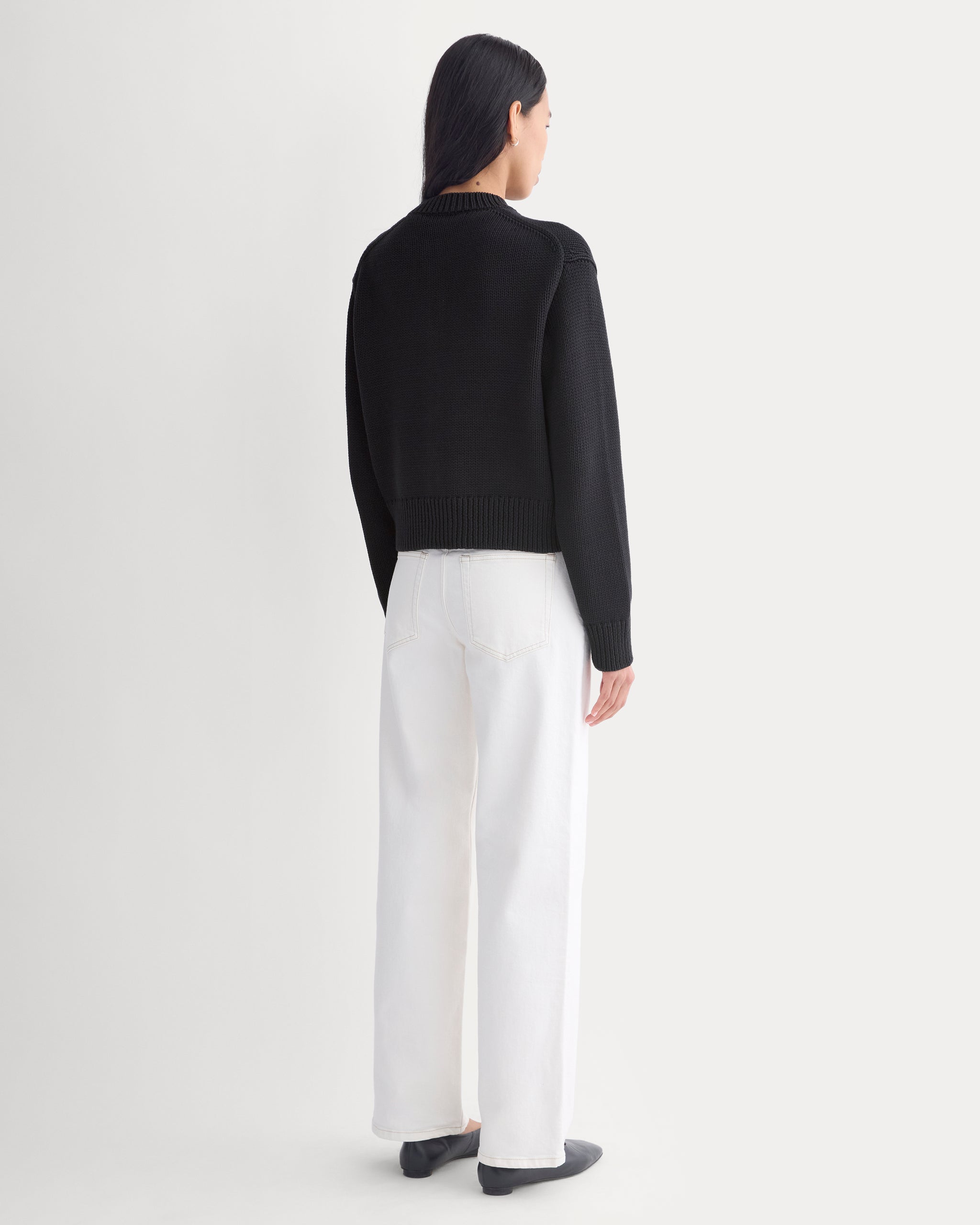 Open-Knit Crew in Elevated Cotton | Black
