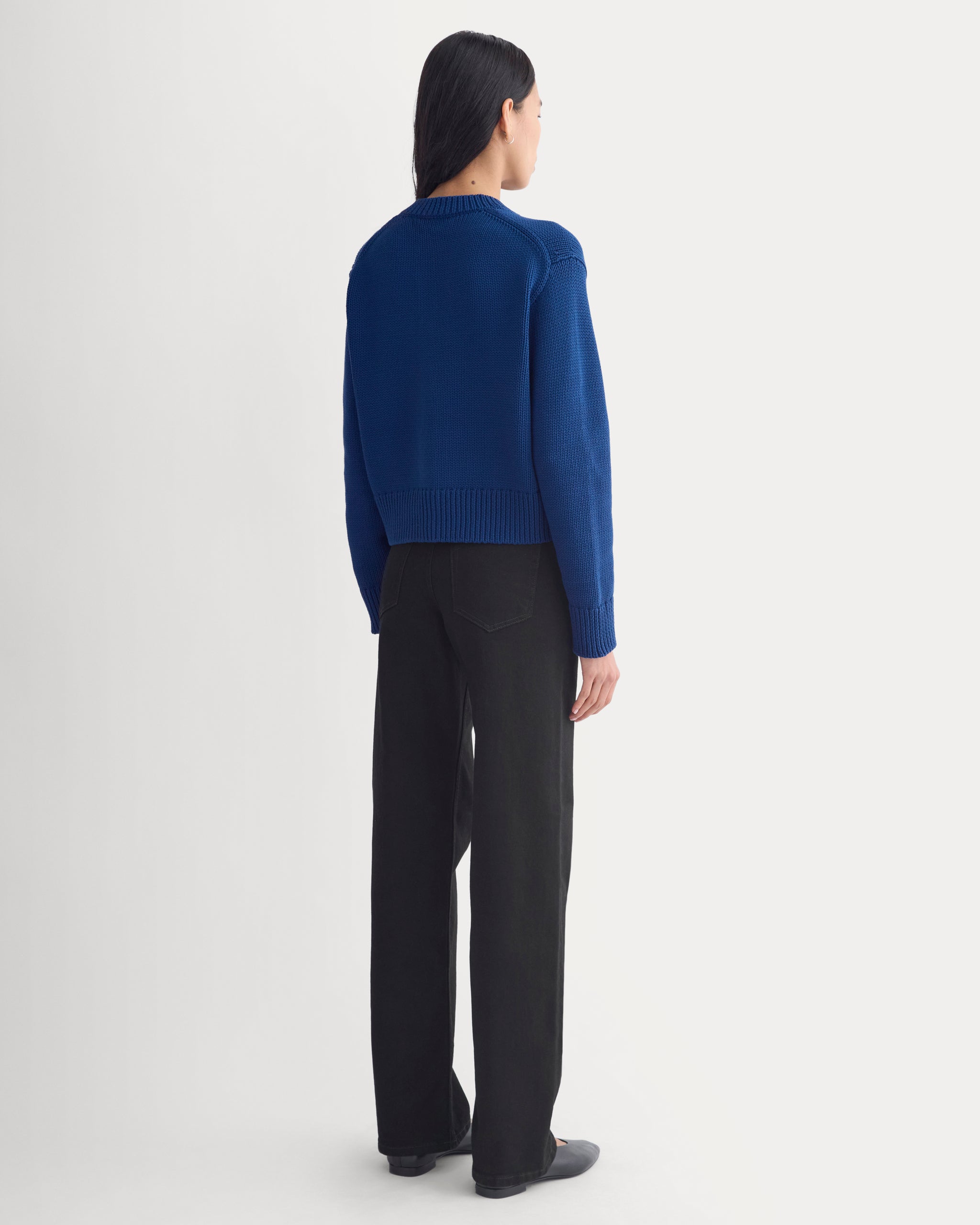 Open-Knit Crew in Elevated Cotton | Estate Blue