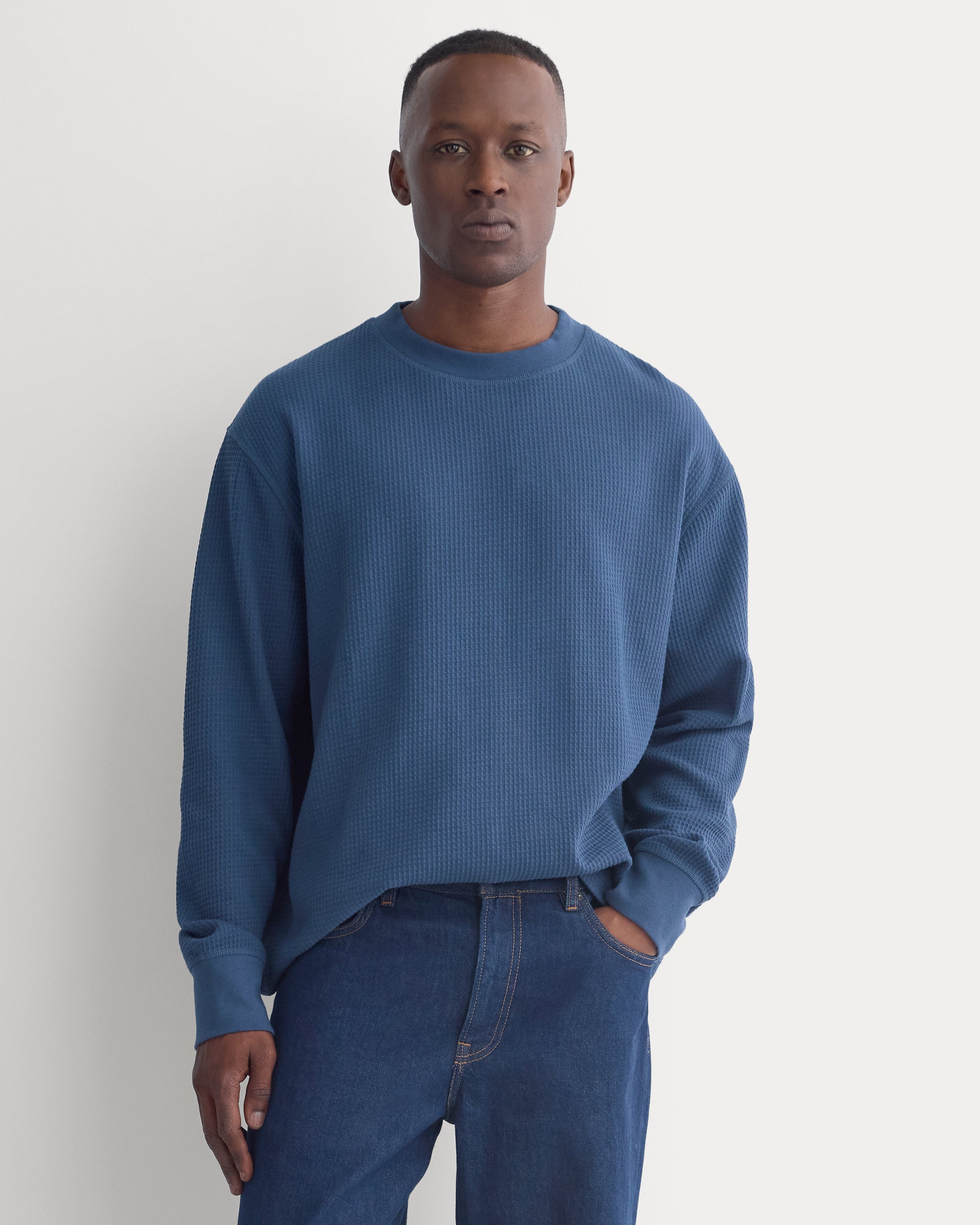 Waffle Knit Crew | Midnight Navy