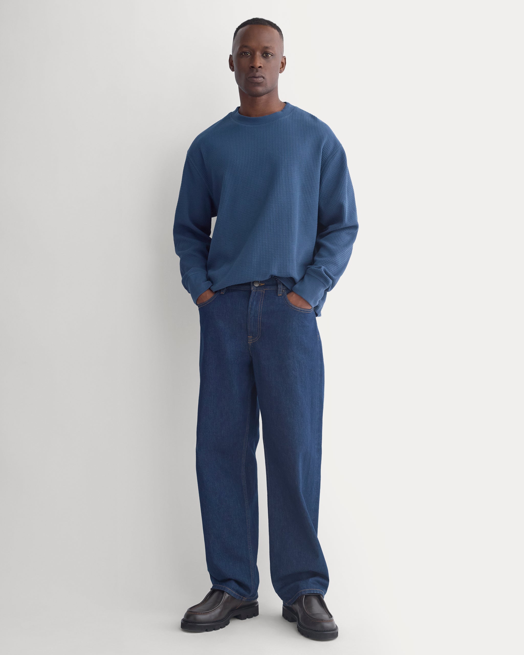 Waffle Knit Crew | Midnight Navy