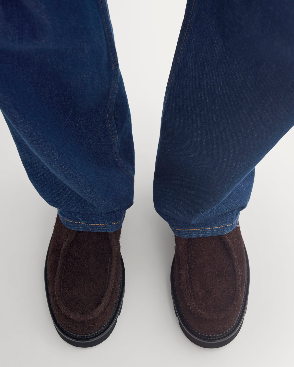 Collegium x Everlane Moc Toe Derby | Espresso Suede | Women's