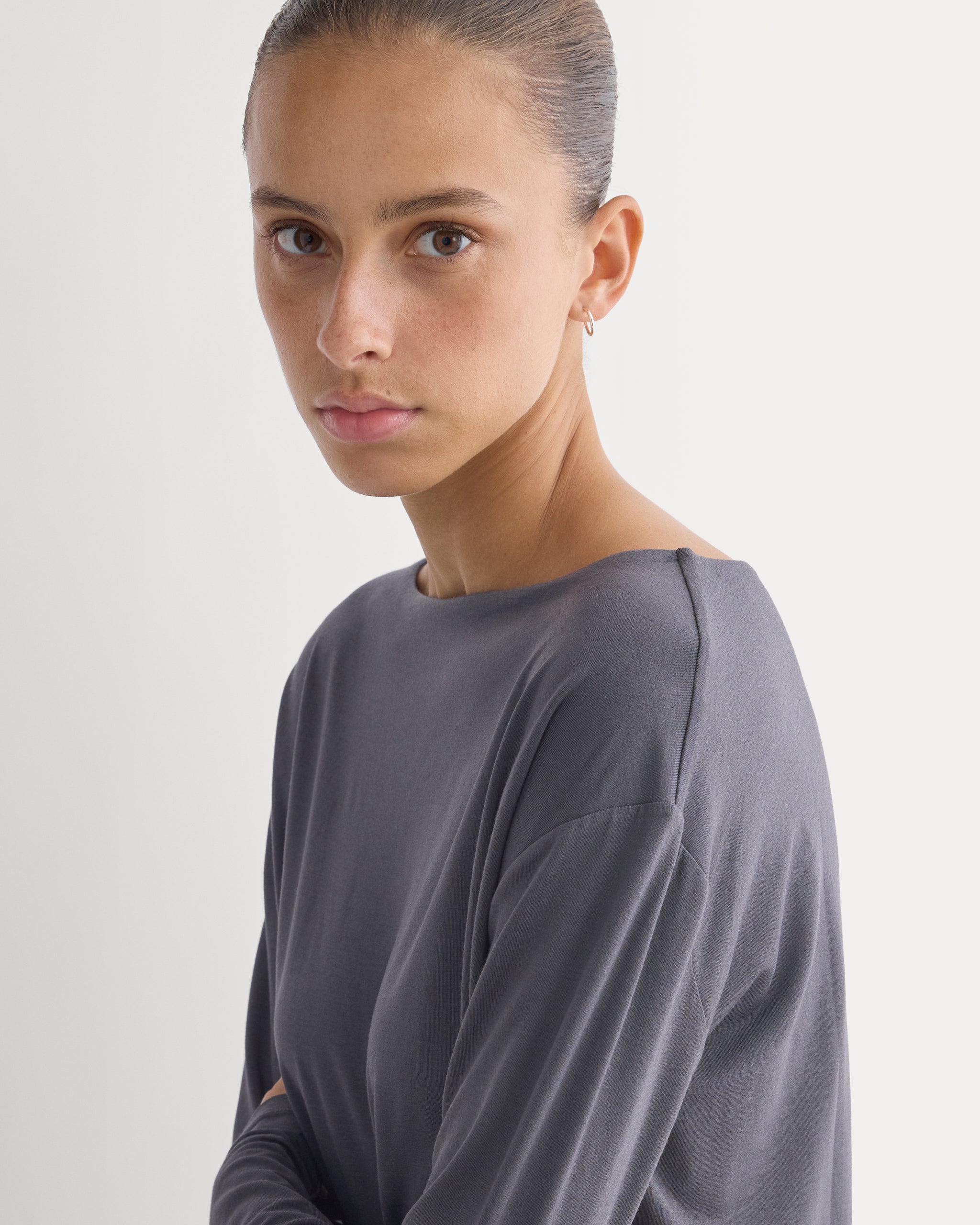 Drapey Jersey Ruched Mini Dress | Graphite