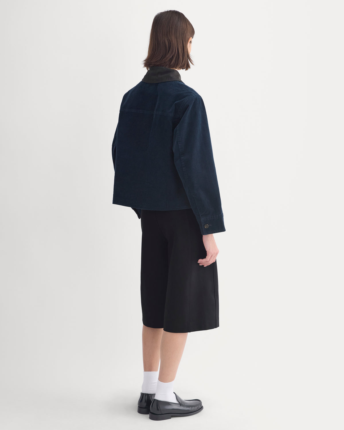 Stretch Corduroy Zip Jacket | Deep Navy