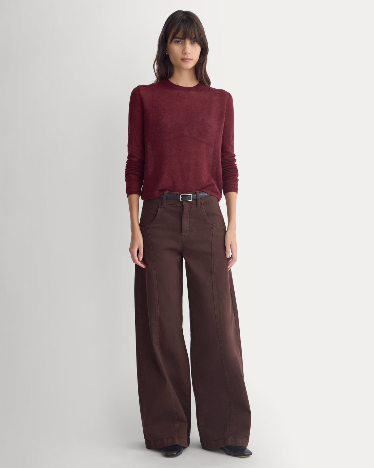 Air Alpaca Long-Sleeve Slim Crew | Cabernet