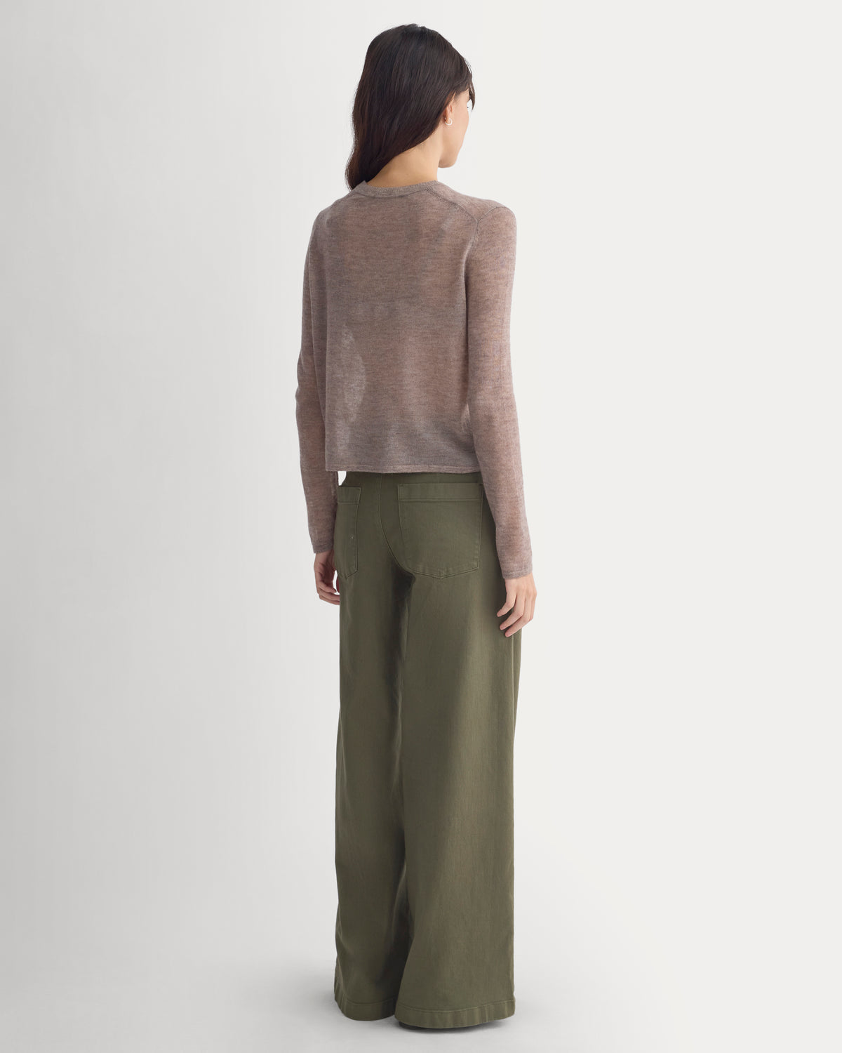 Air Alpaca Long-Sleeve Slim Crew | Heathered Chocolate Chip
