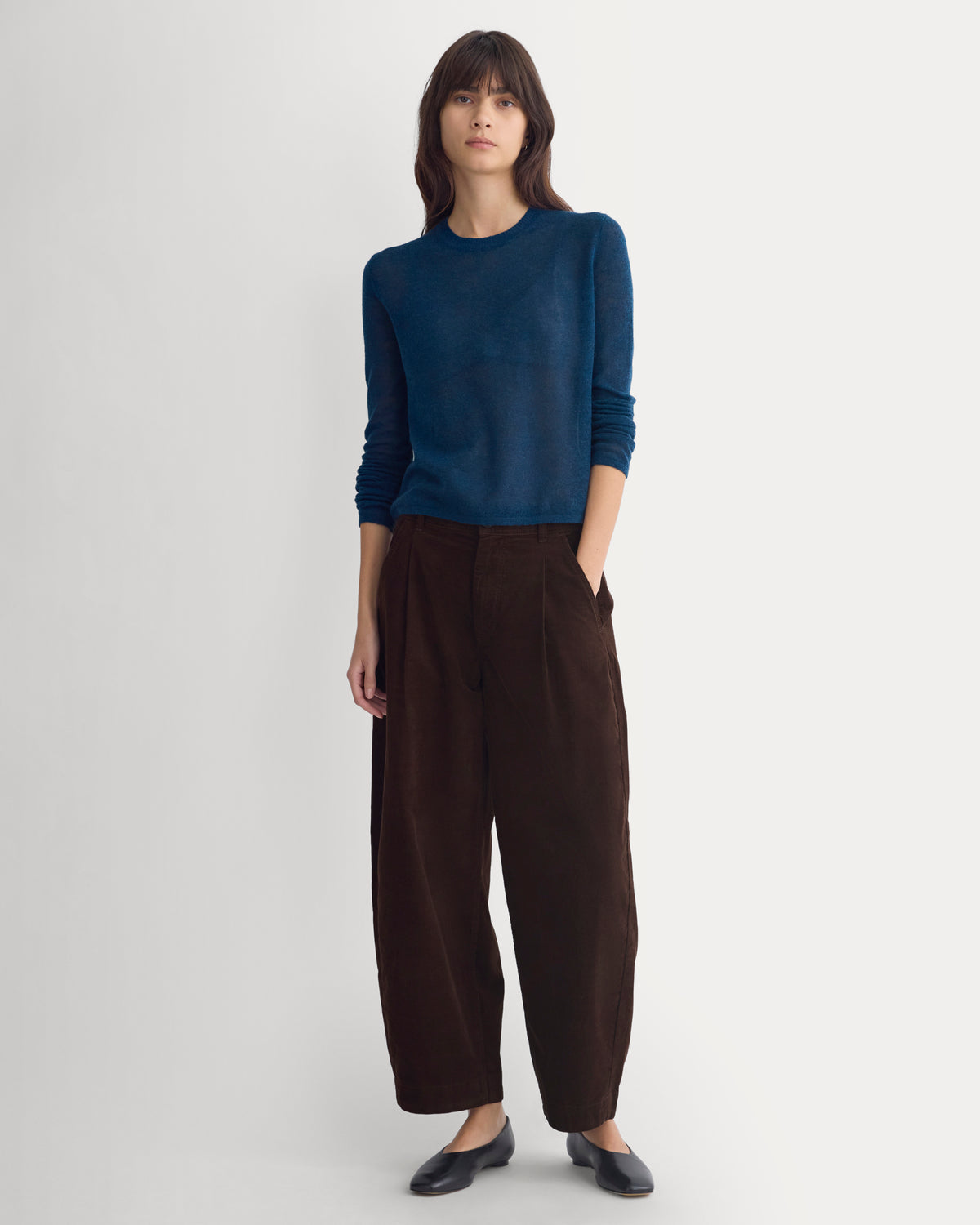 Air Alpaca Long-Sleeve Slim Crew | Blue Wing Teal