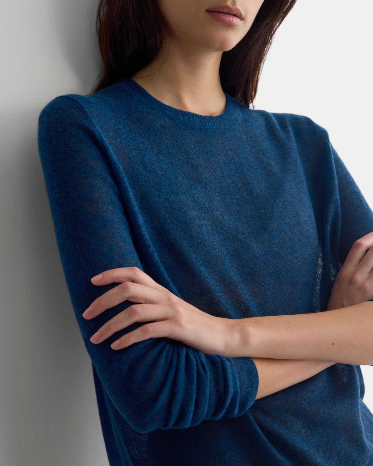 Air Alpaca Long-Sleeve Slim Crew | Blue Wing Teal