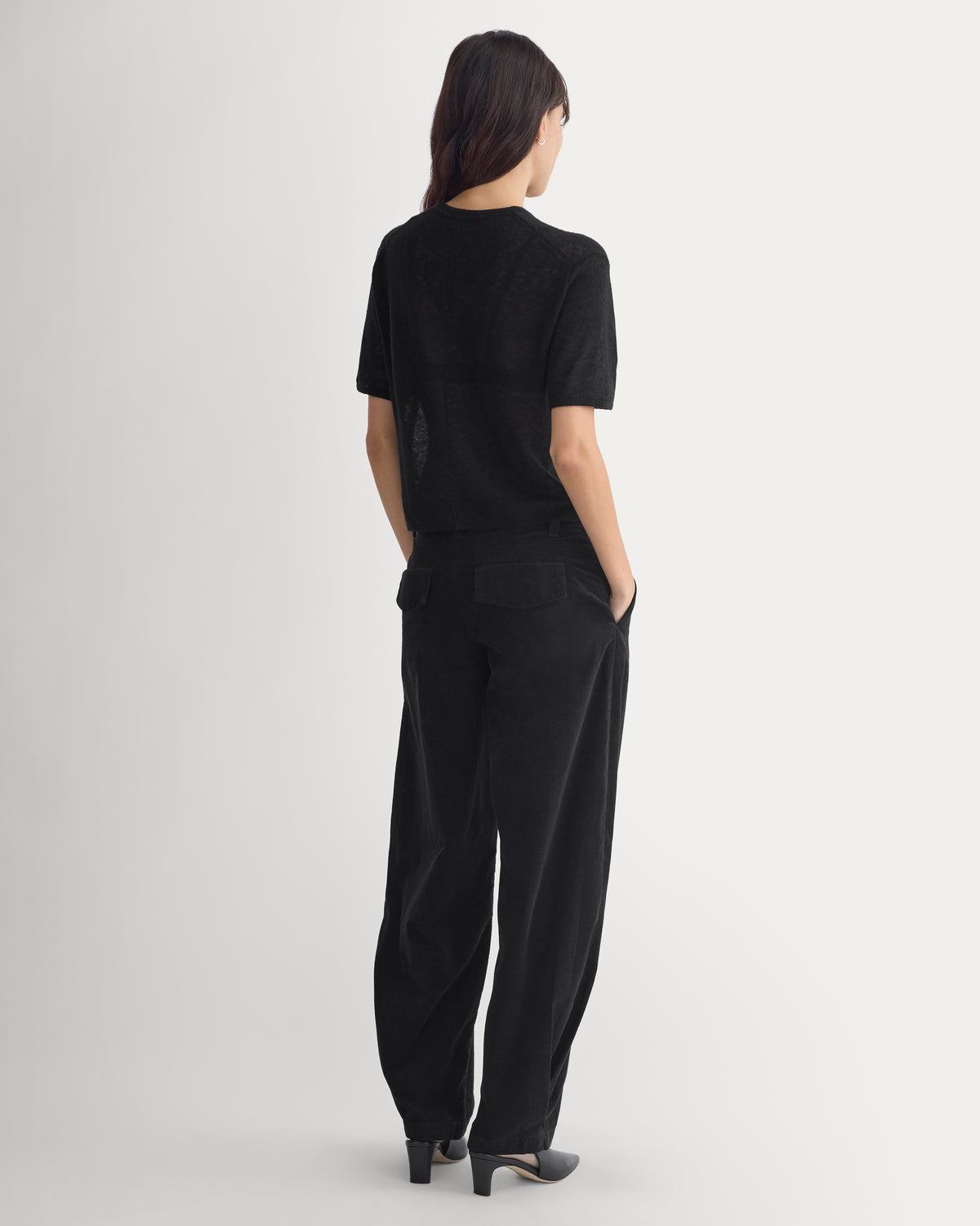 Air Alpaca Cropped Sweater Crew | Black