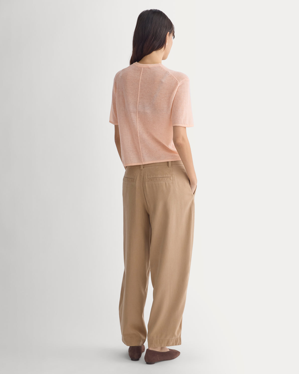 Air Alpaca Cropped Sweater Crew | Pale Peach