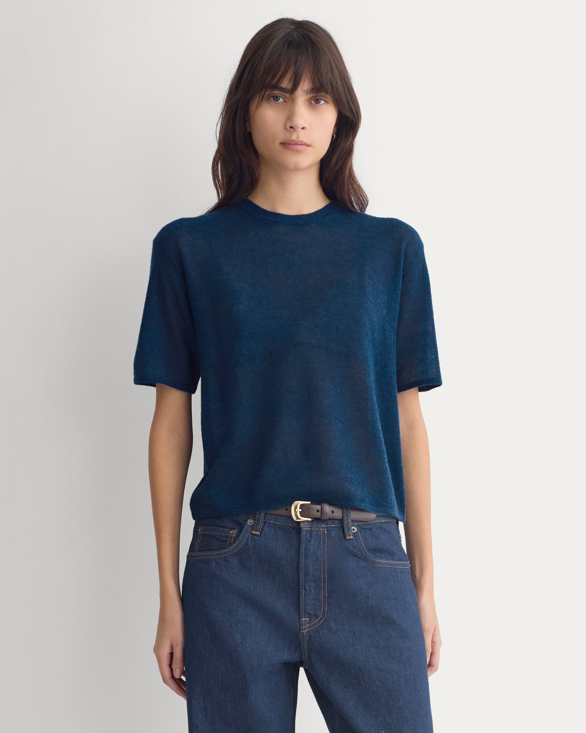 Air Alpaca Cropped Sweater Crew | Blue Wing Teal