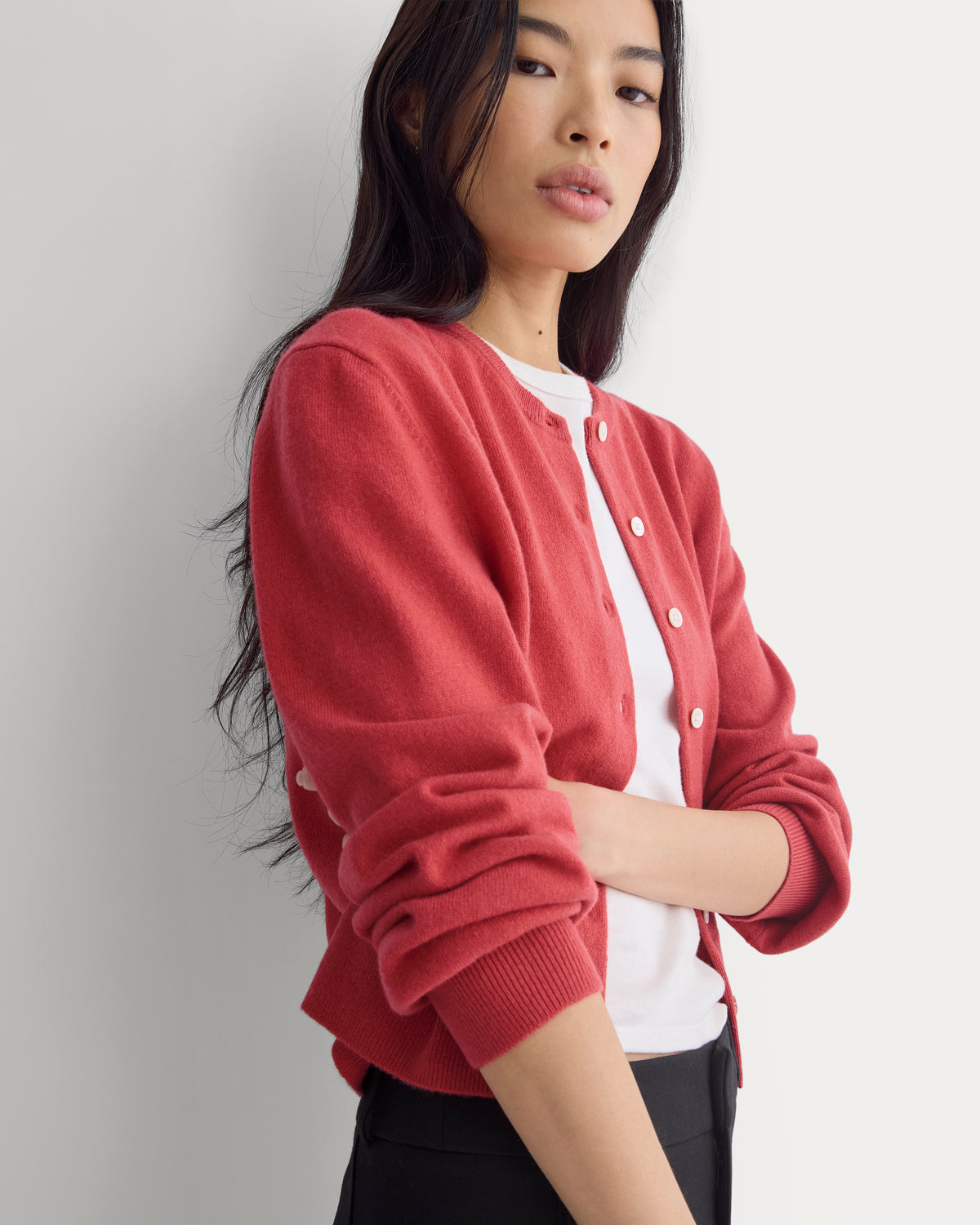 Cashmere Cropped Cardigan | Vintage Red