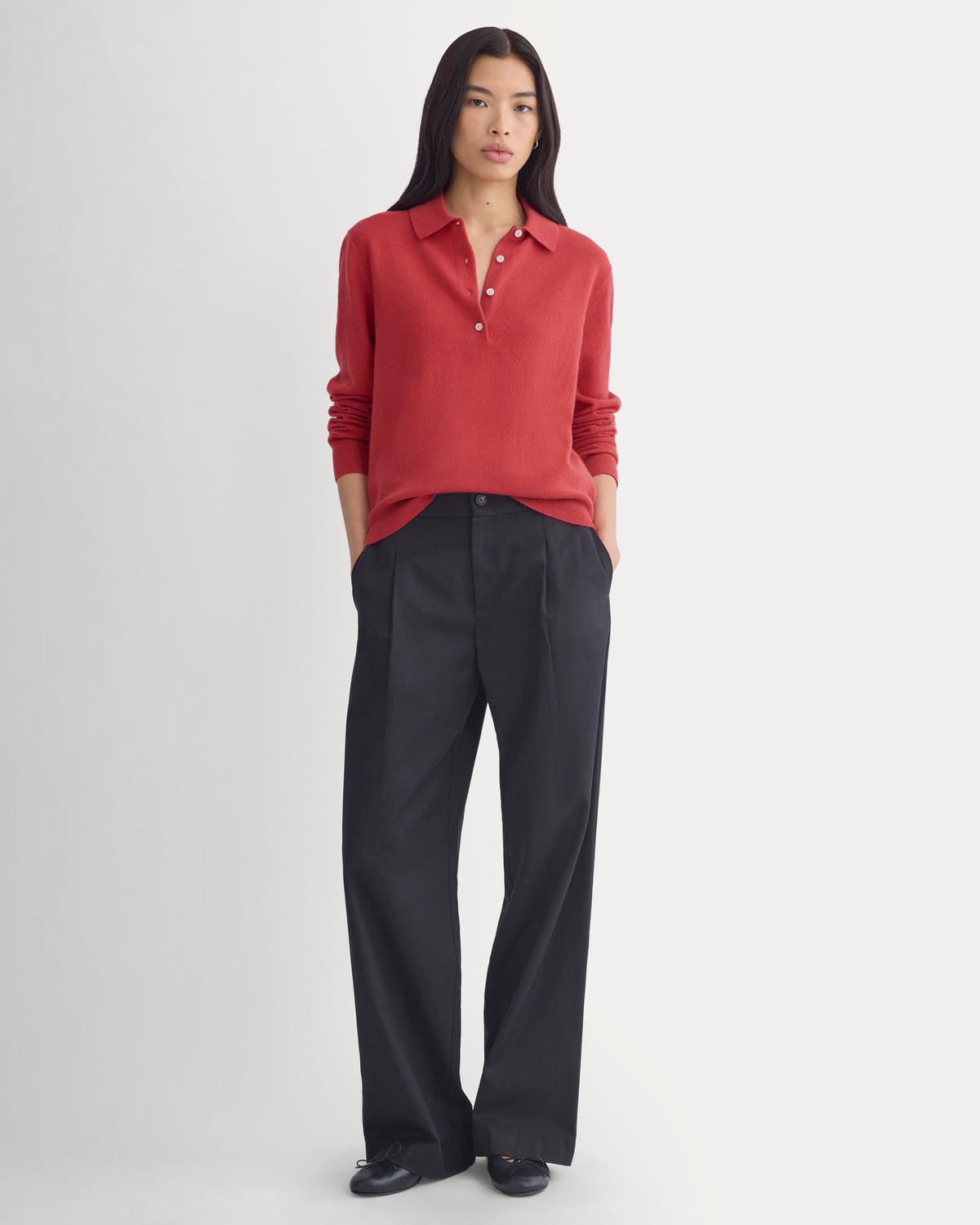 Fine Cashmere Classic Polo | Vintage Red