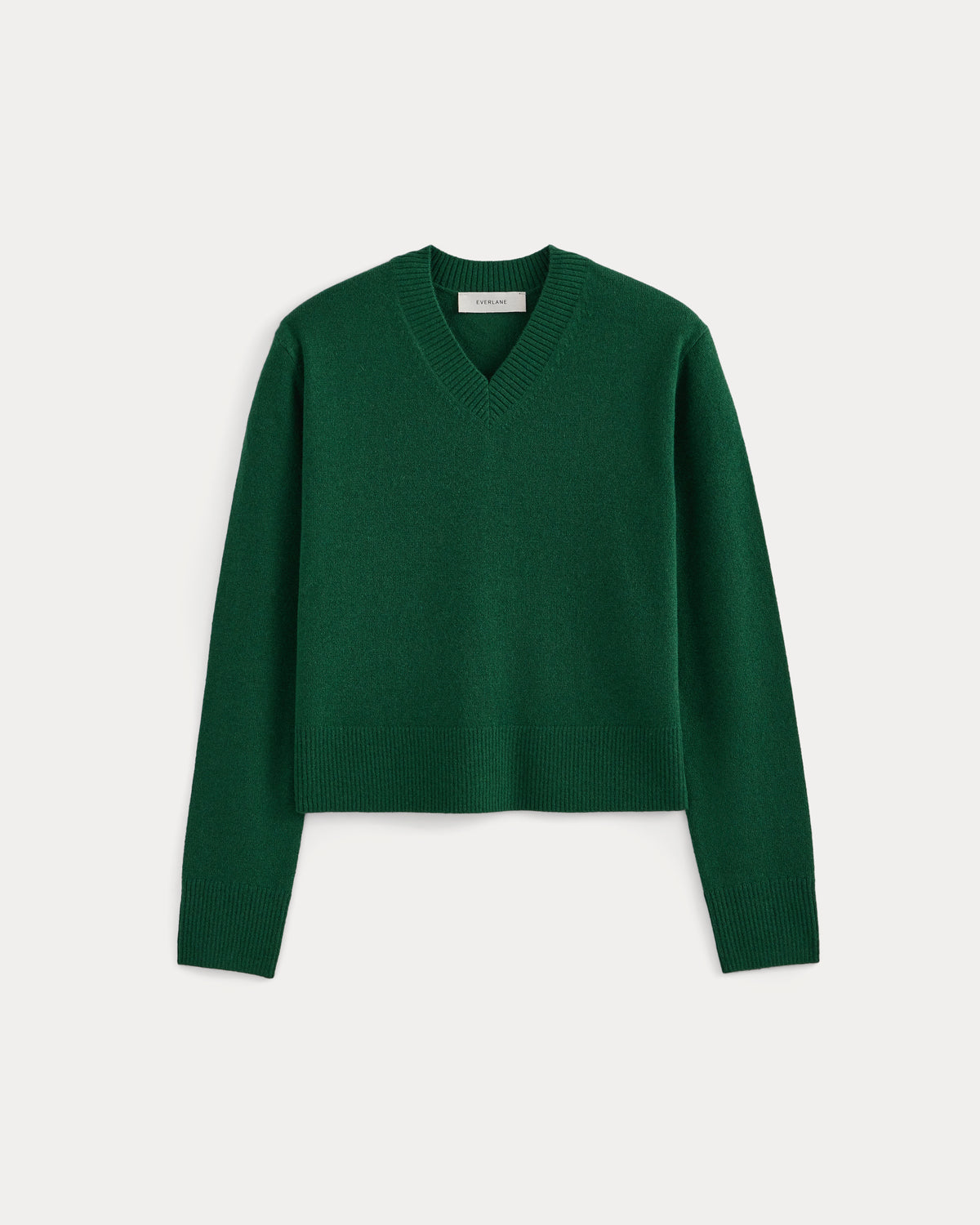 Cashmere Cropped High-V Sweater | Eden Green