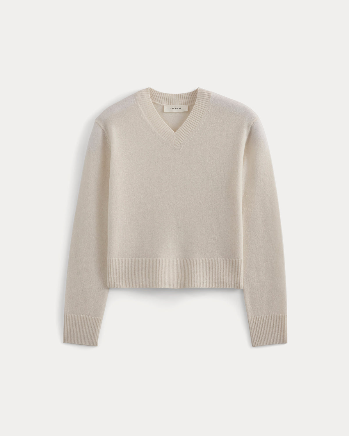 Cashmere Cropped High-V Sweater | Snow