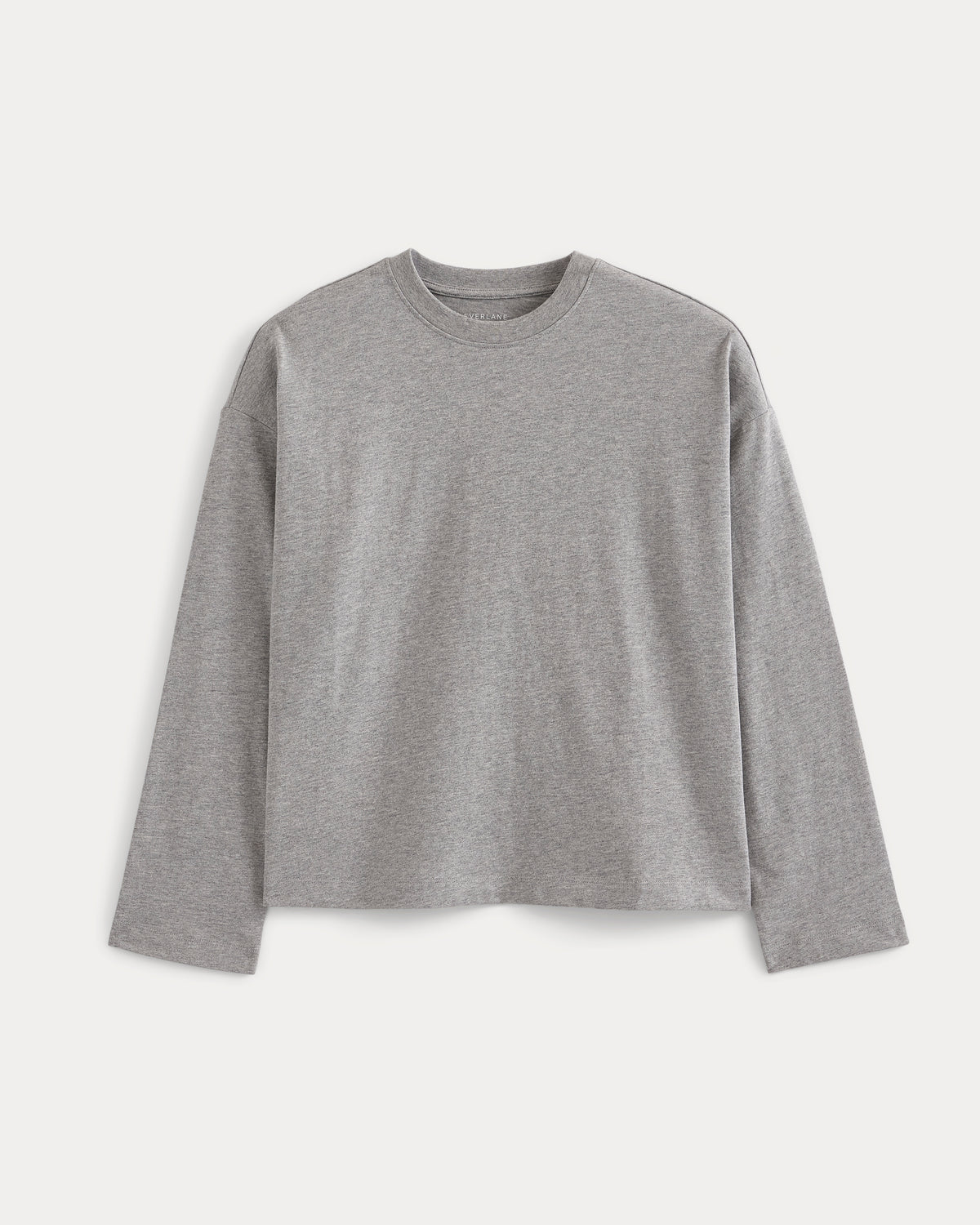 Forever Jersey Boxy Long-Sleeve Crew | Heathered Light Grey