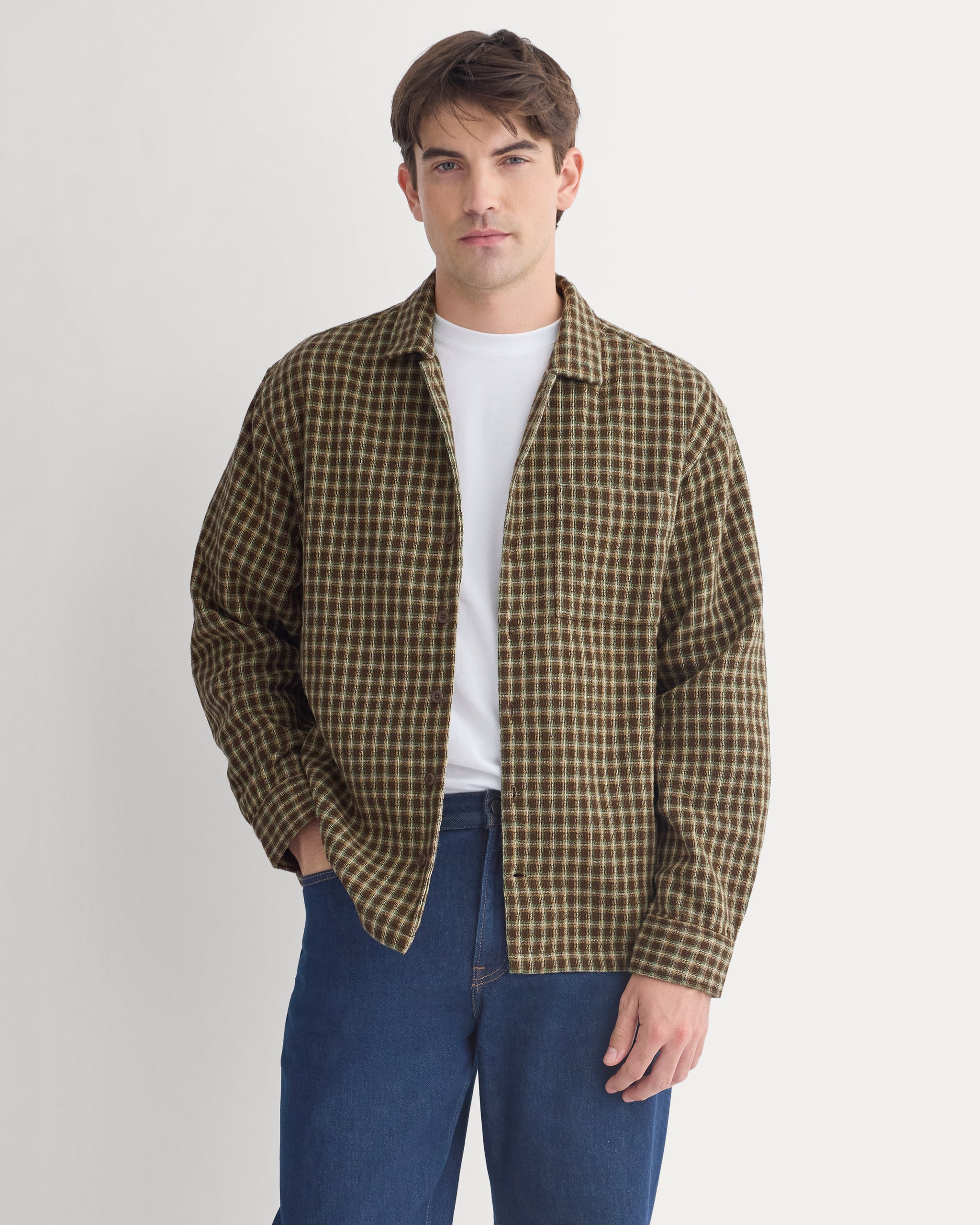 Double-Gauze Button-Down Shirt | Brown