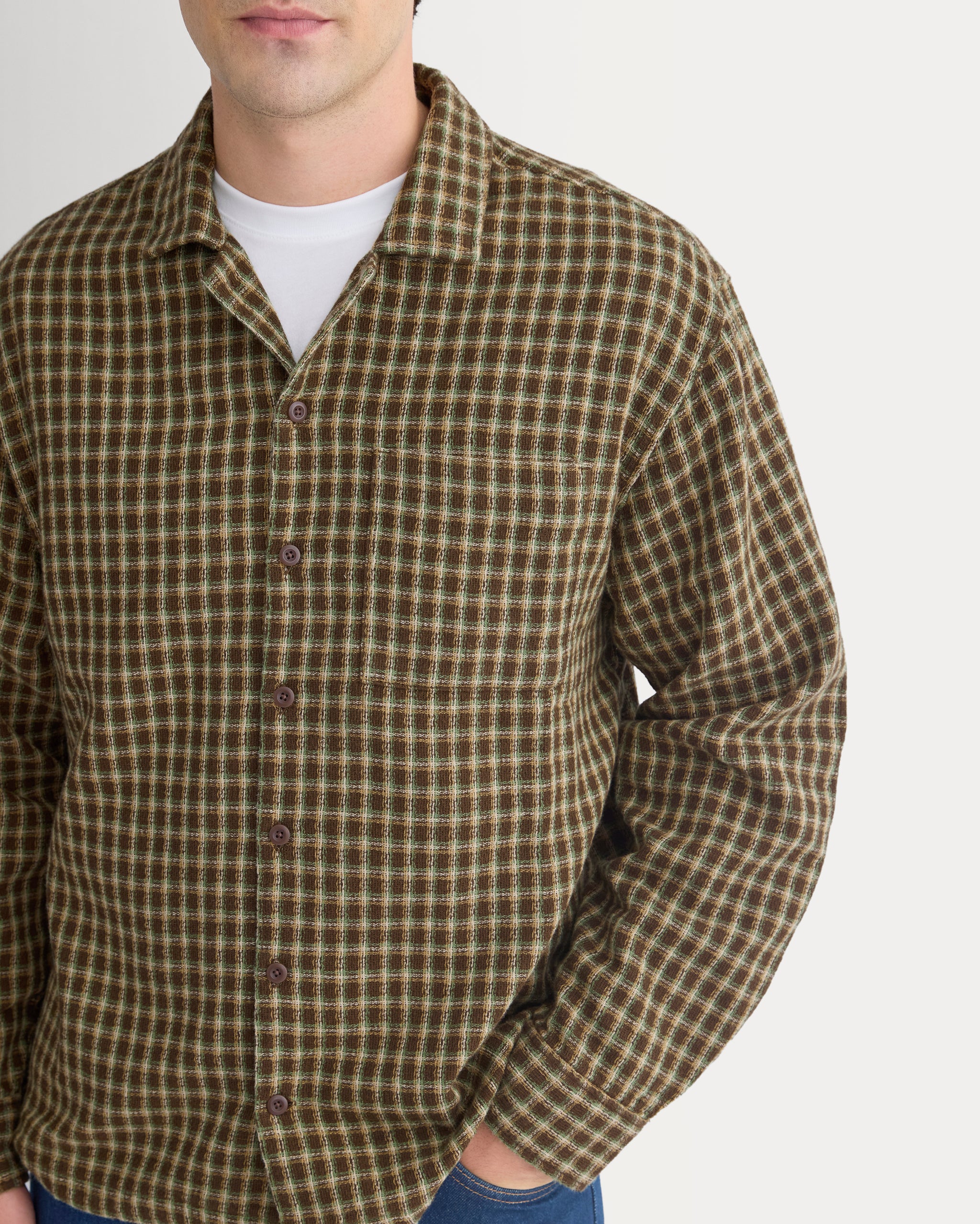 Double-Gauze Button-Down Shirt | Brown
