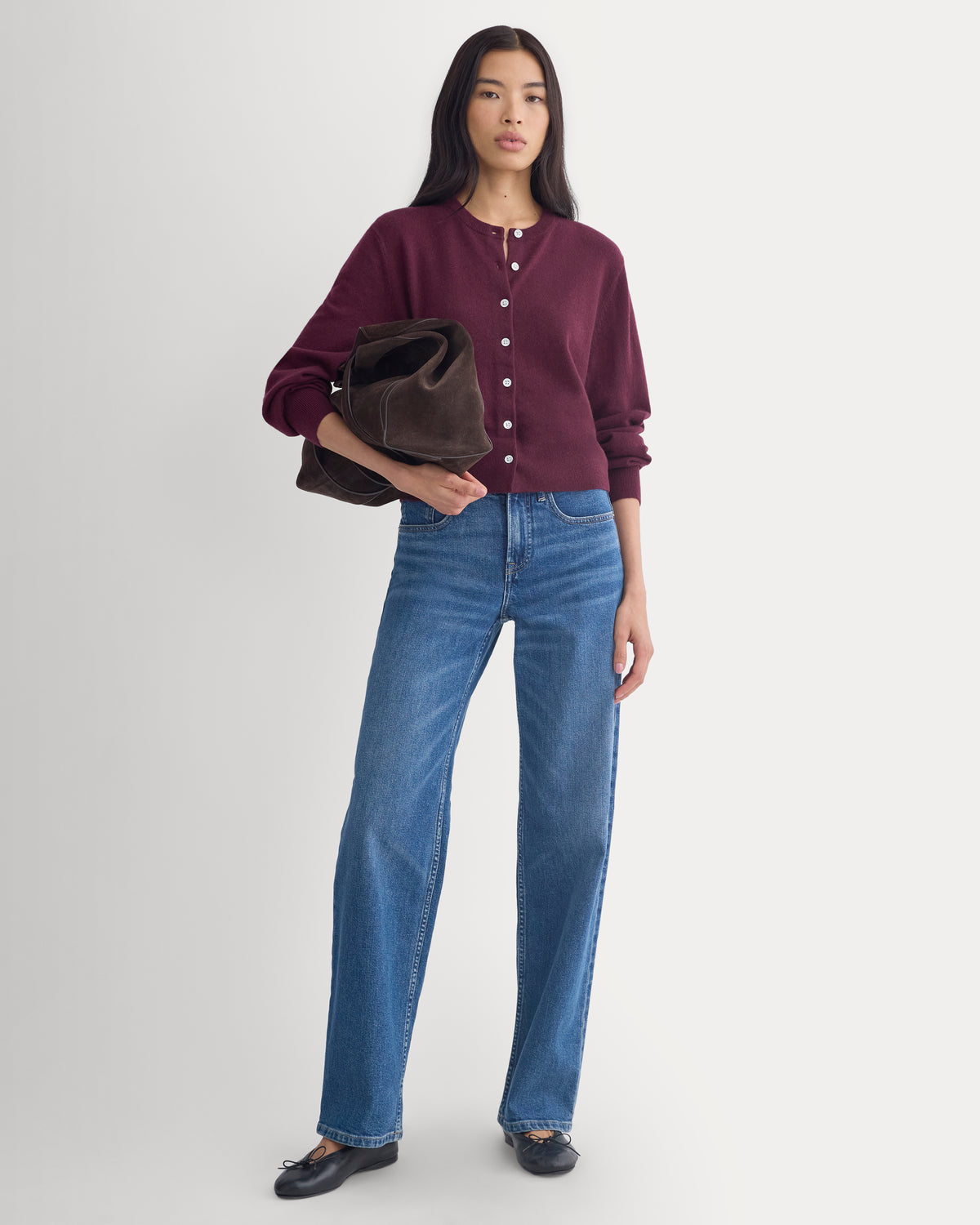 Cashmere Cropped Cardigan | Deep Plum