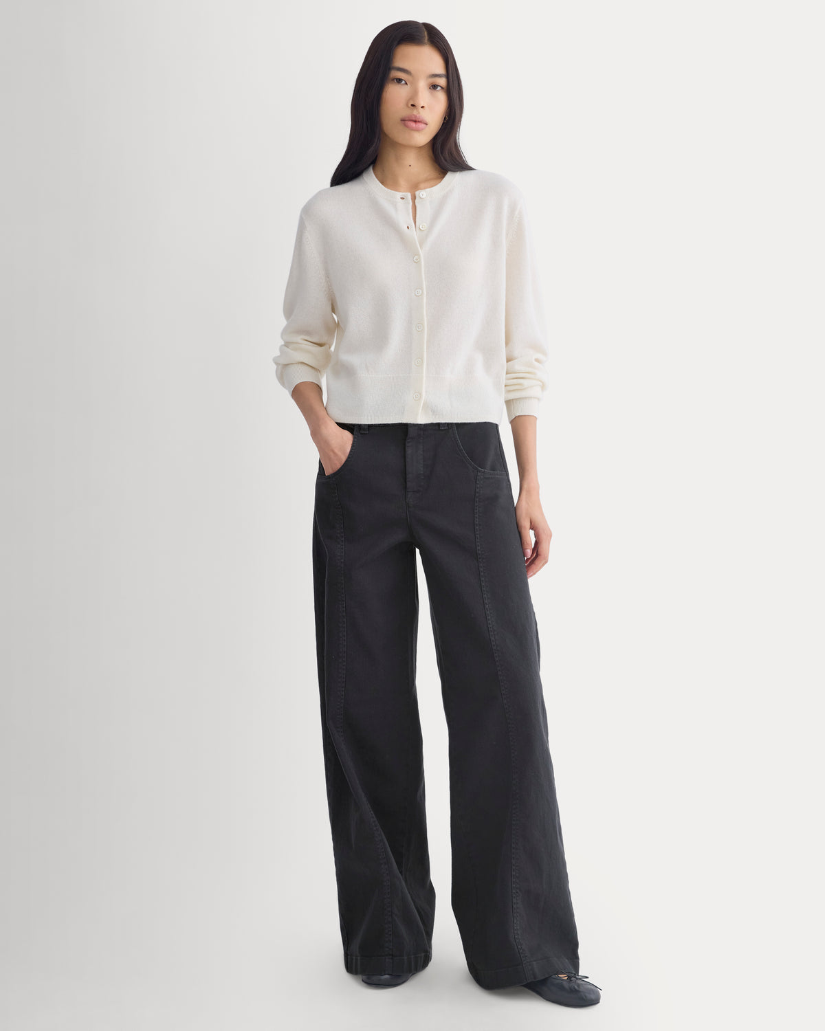 Cashmere Cropped Cardigan | Snow