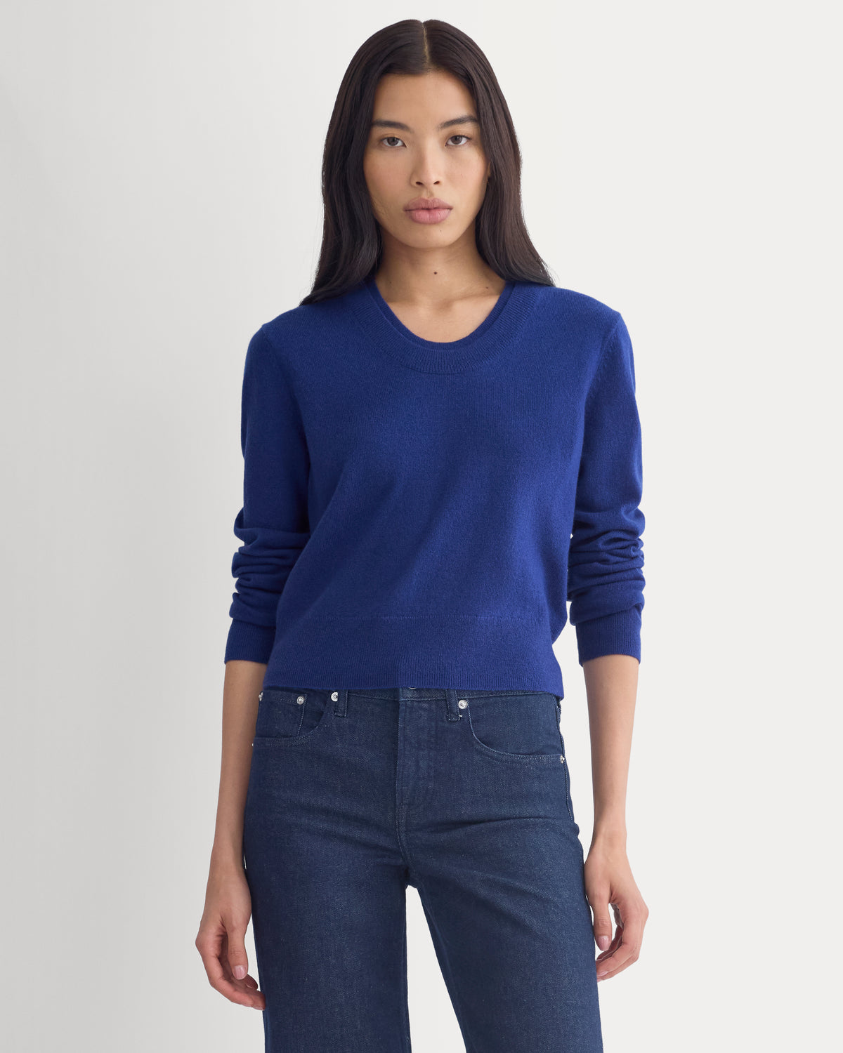 Fine Cashmere Long-Sleeve U-Neck Sweater | Klein Blue