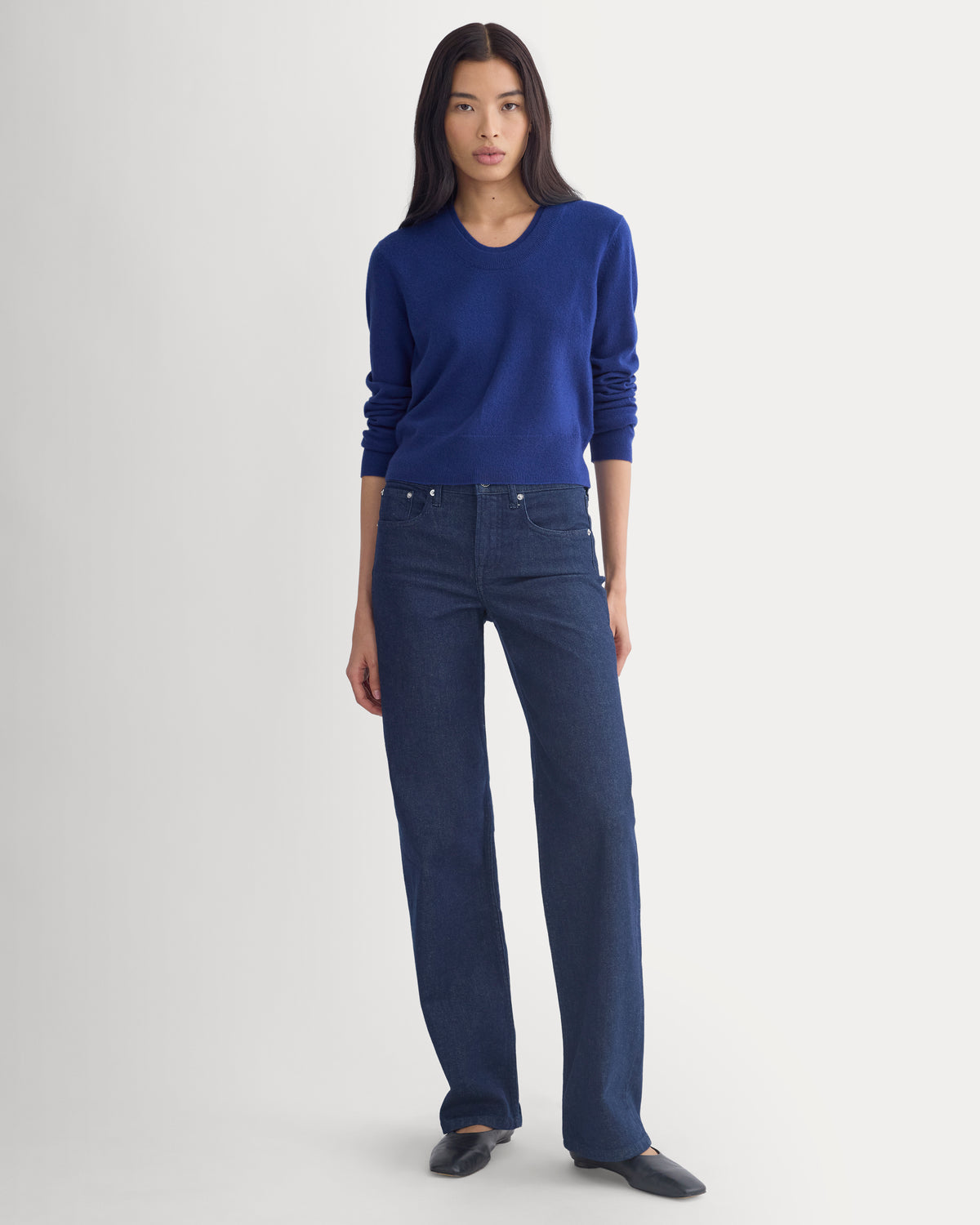 Fine Cashmere Long-Sleeve U-Neck Sweater | Klein Blue
