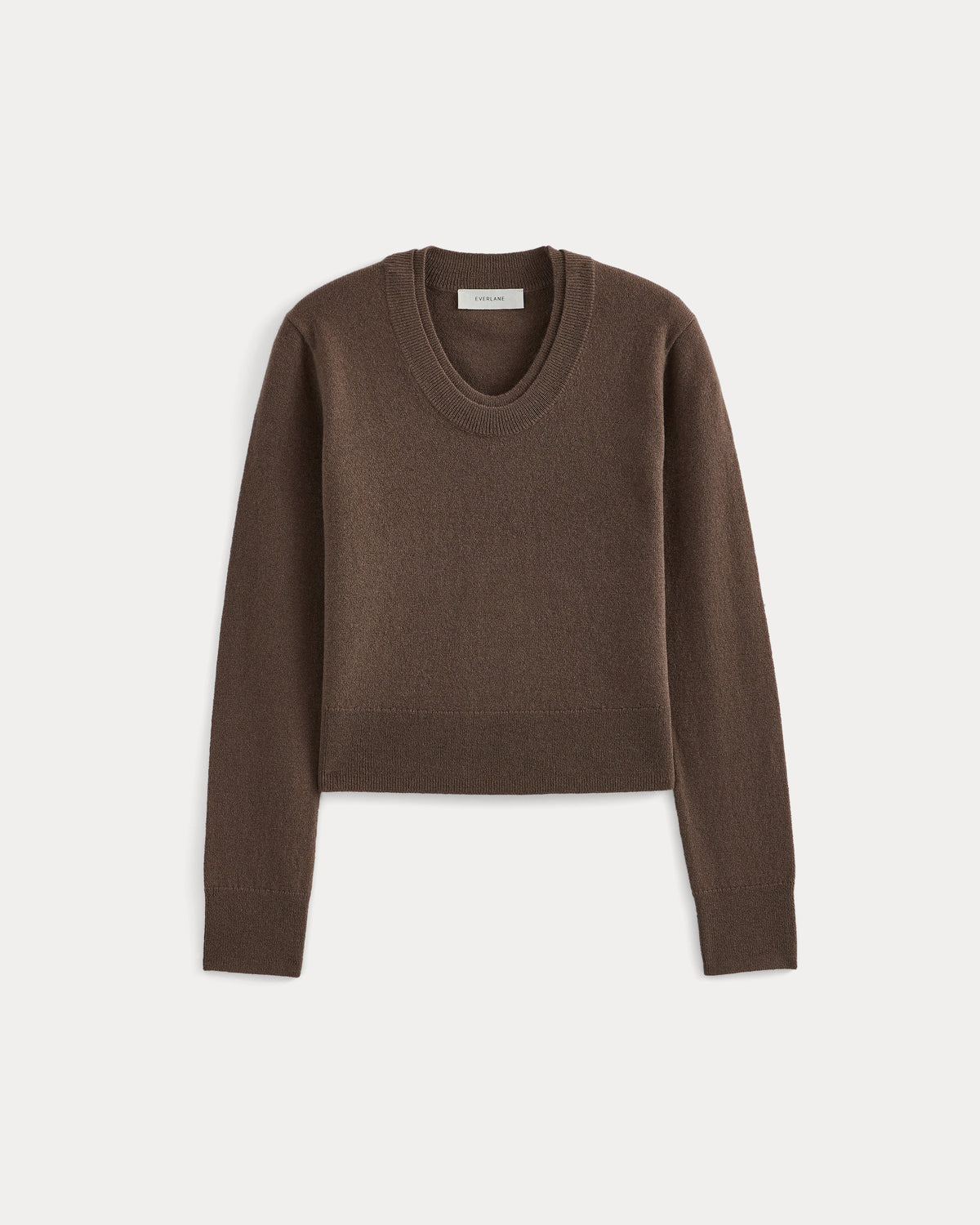 Fine Cashmere Long-Sleeve U-Neck Sweater | Deep Taupe