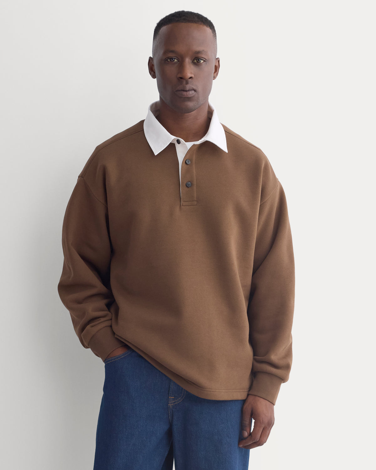 Luxe Fleece Rugby Polo | Cocoa
