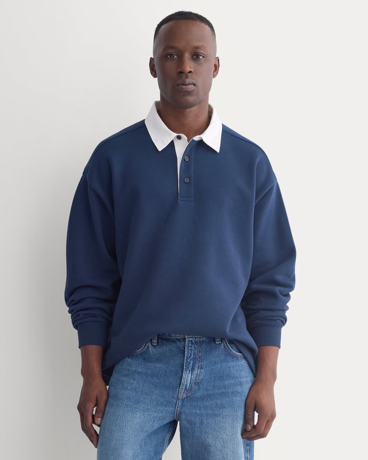 Luxe Fleece Rugby Polo | Deep Navy