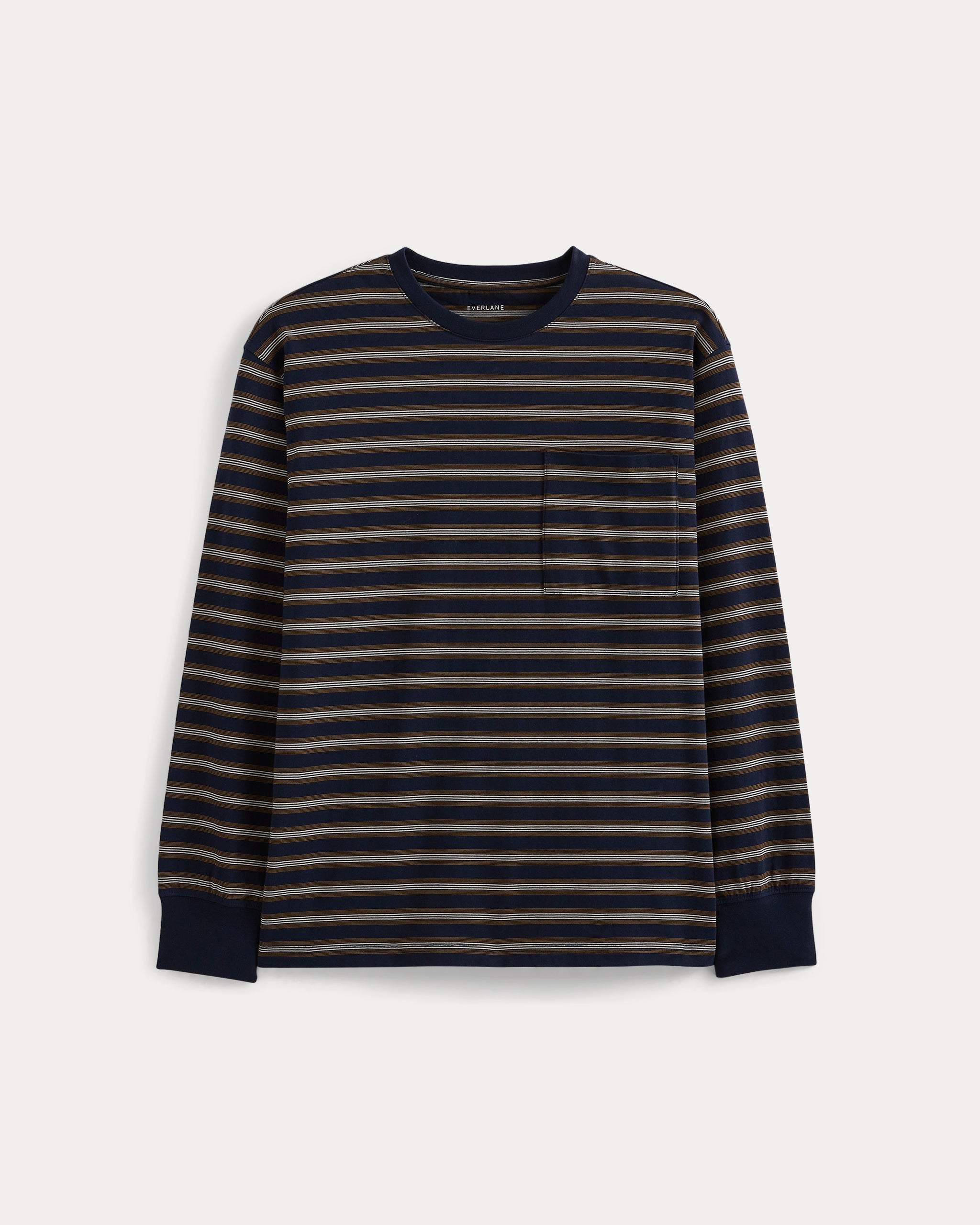 Forever Jersey Premium Long Sleeve Tee | Navy / Off White Stripe