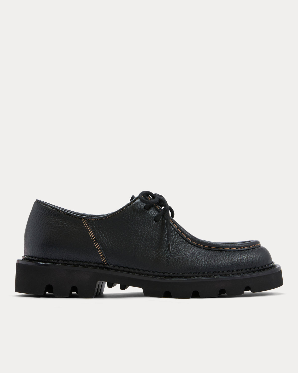 Collegium x Everlane Moc Toe Derby | Pebbled Nero | Women's