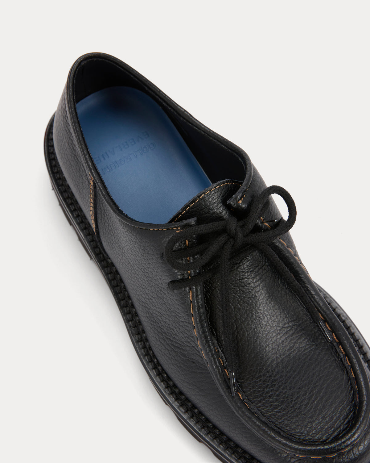 Collegium x Everlane Moc Toe Derby | Pebbled Nero | Men's