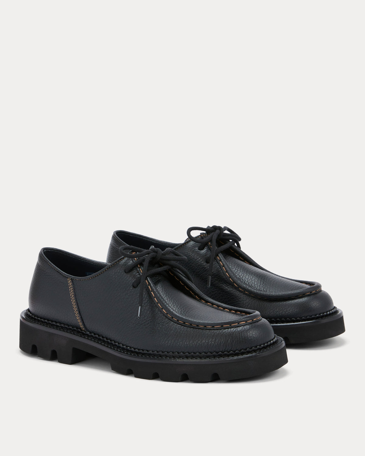 Collegium x Everlane Moc Toe Derby | Pebbled Nero | Women's