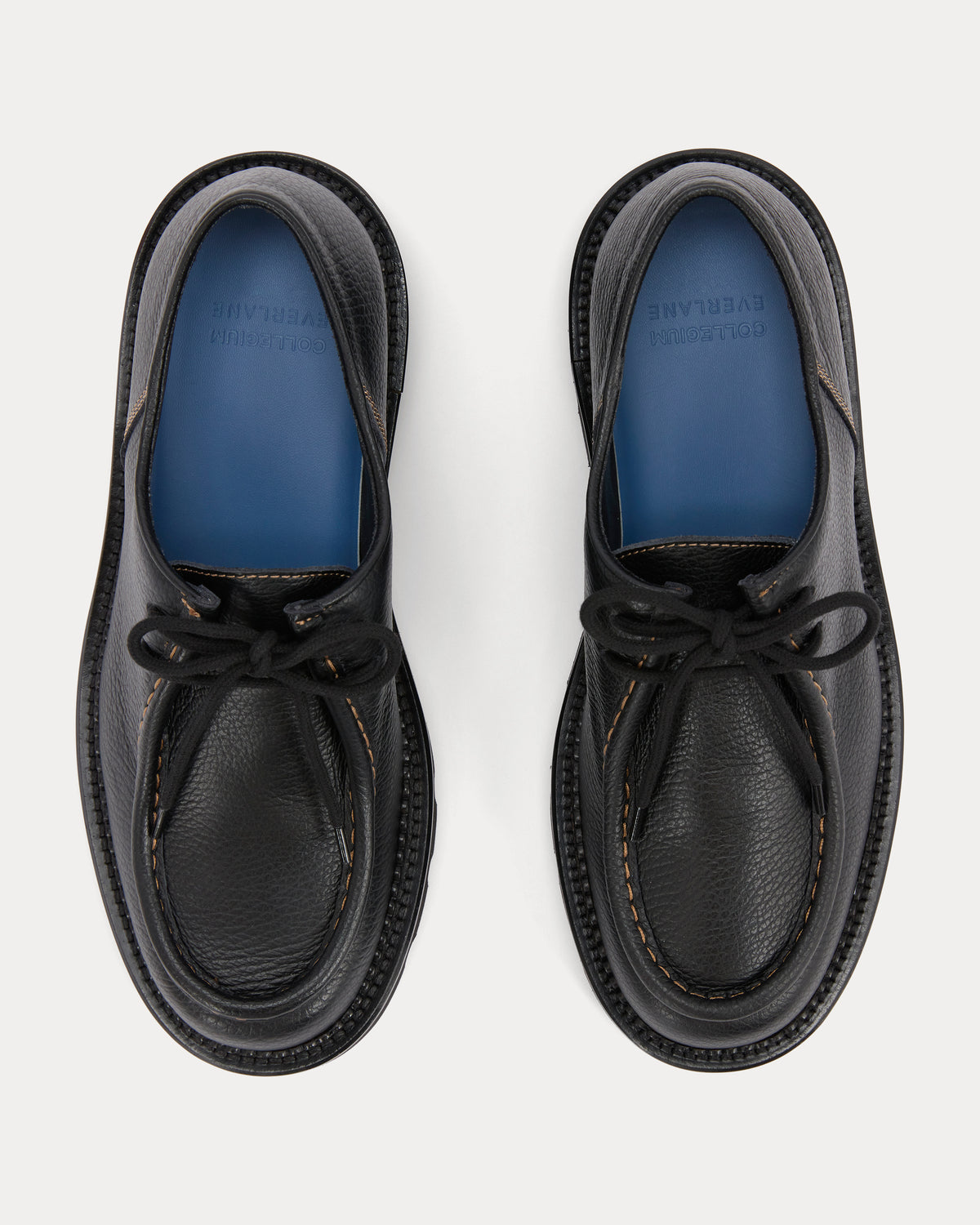 Collegium x Everlane Moc Toe Derby | Pebbled Nero | Women's