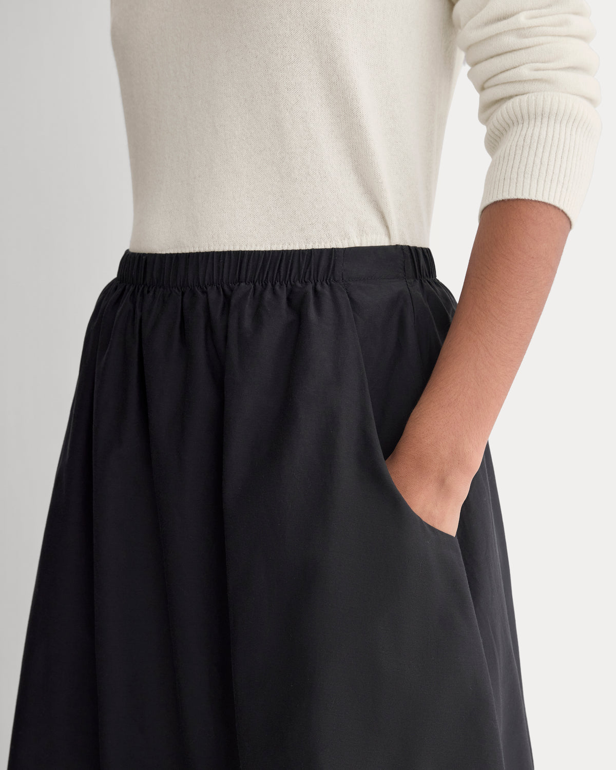 Pull-On Maxi Skirt in Cotton Silk | Black