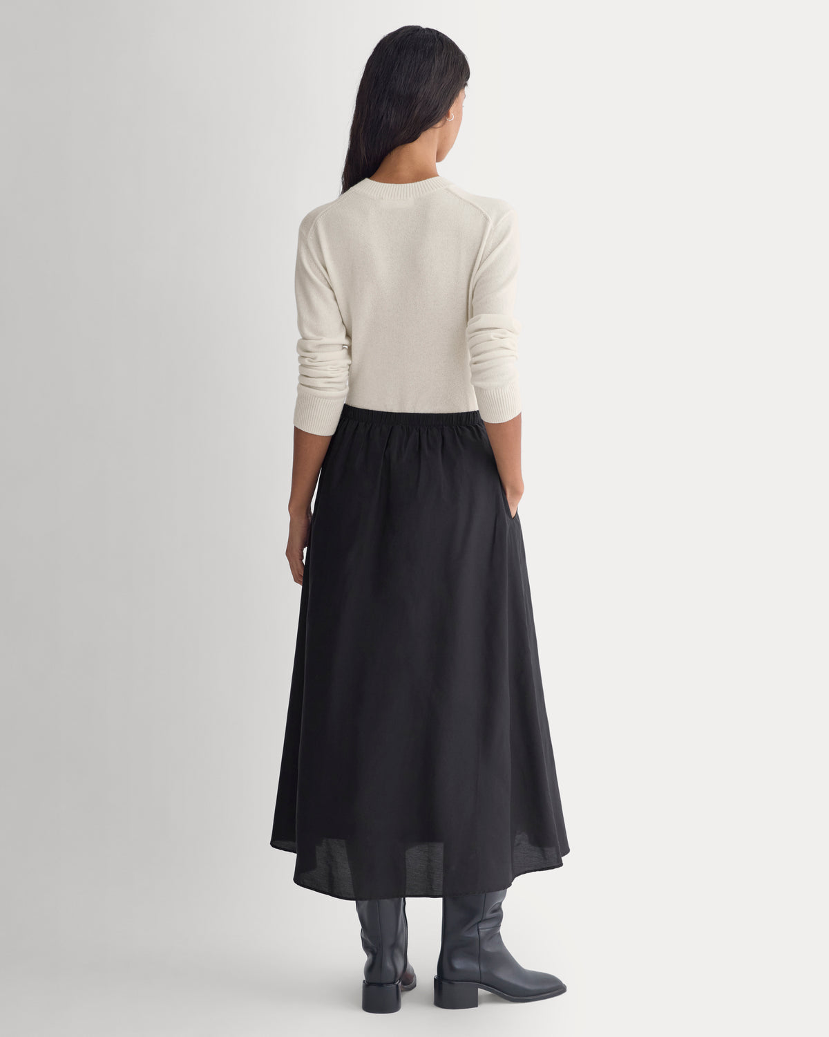 Pull-On Maxi Skirt in Cotton Silk | Black