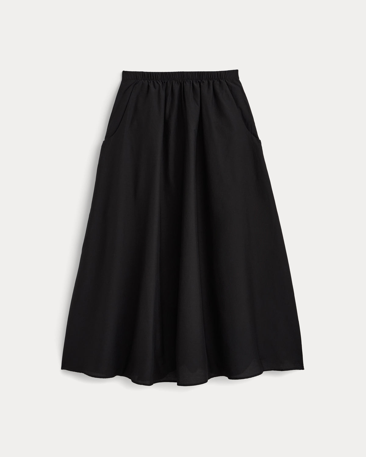 Pull-On Maxi Skirt in Cotton Silk | Black
