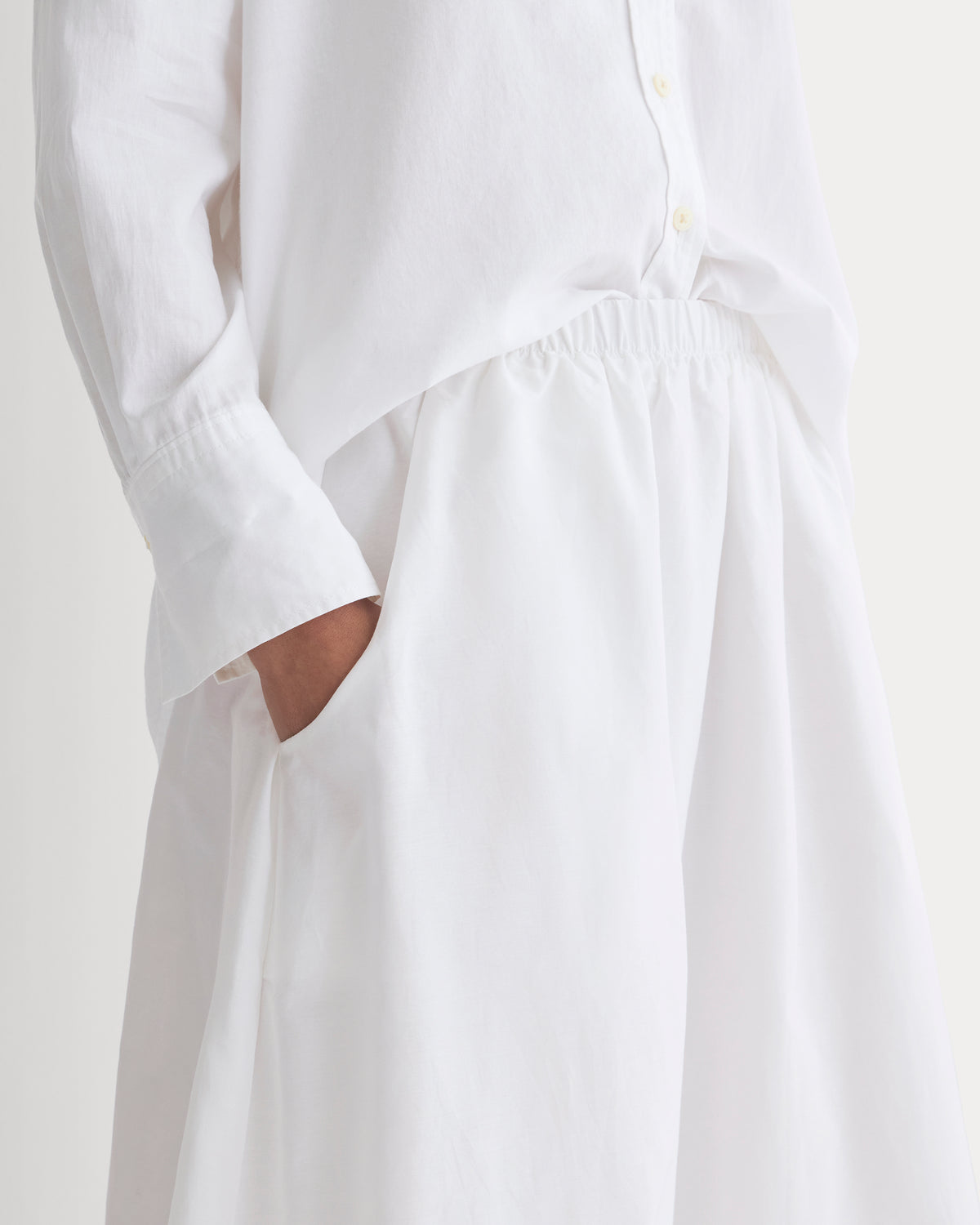 Pull-On Maxi Skirt in Cotton Silk | White