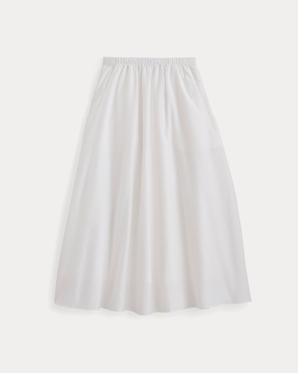 Pull-On Maxi Skirt in Cotton Silk | White