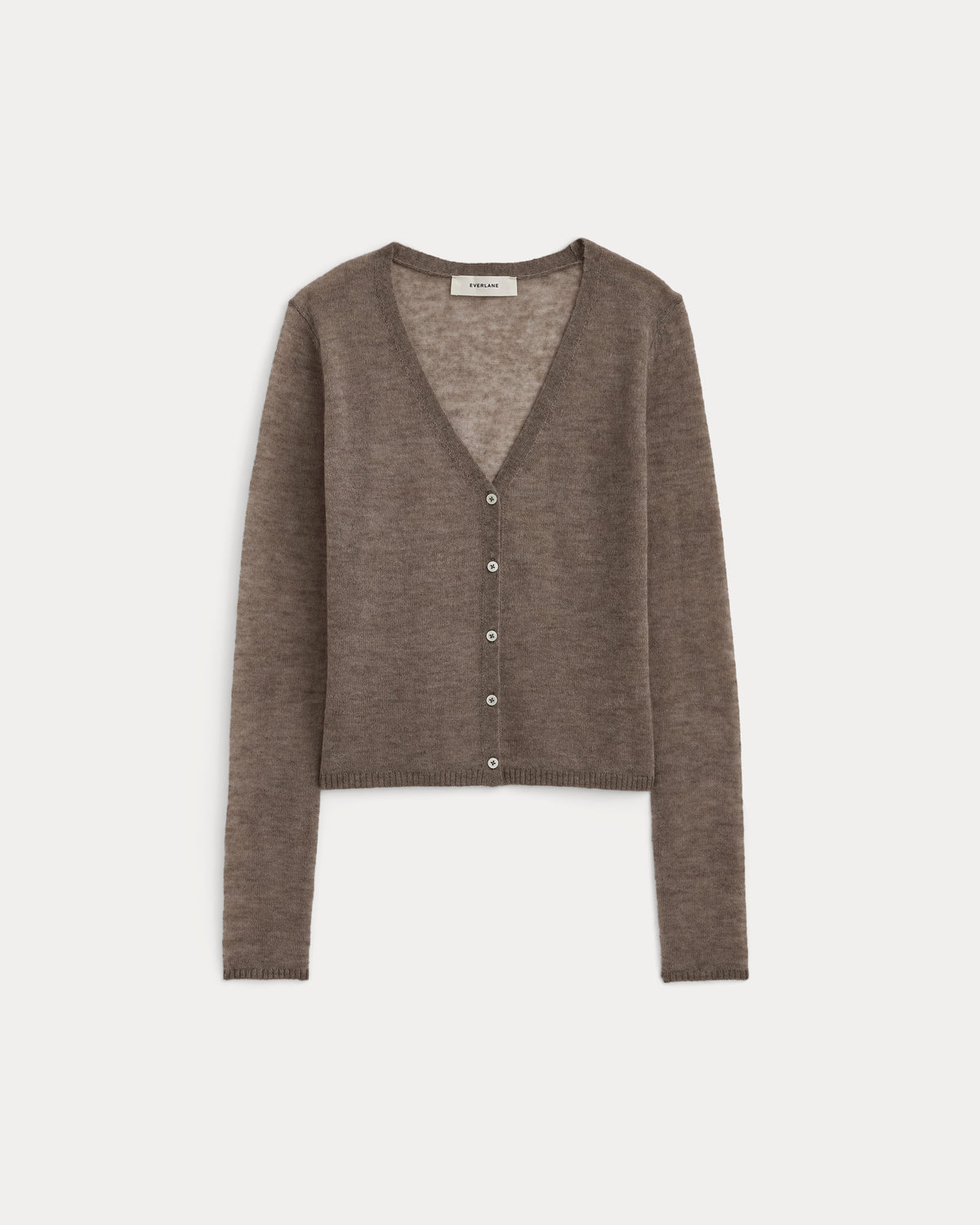 Air Alpaca Wide V Cropped Cardigan | Heathered Chocolate Chip