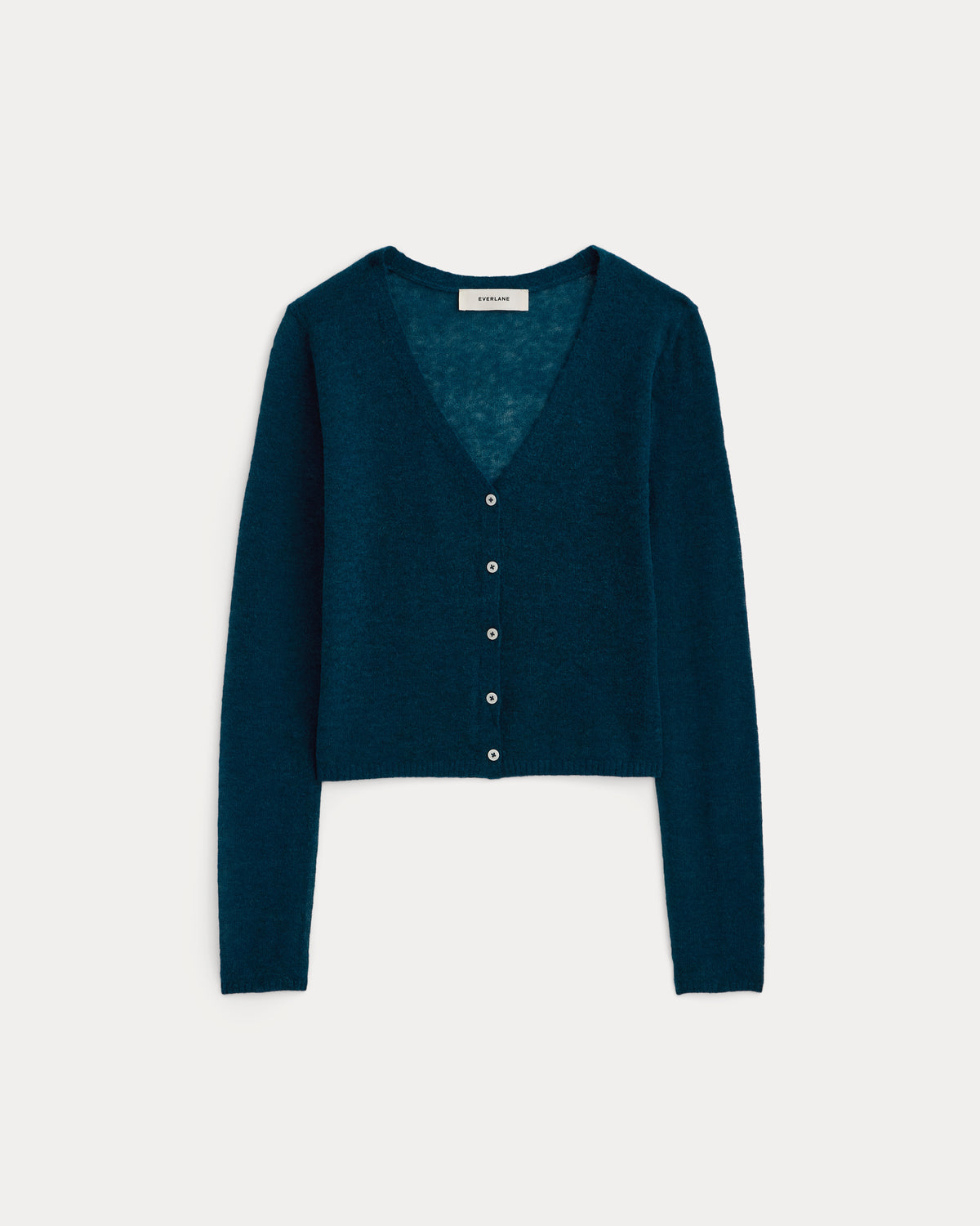 Air Alpaca Wide V Cropped Cardigan | Blue Wing Teal